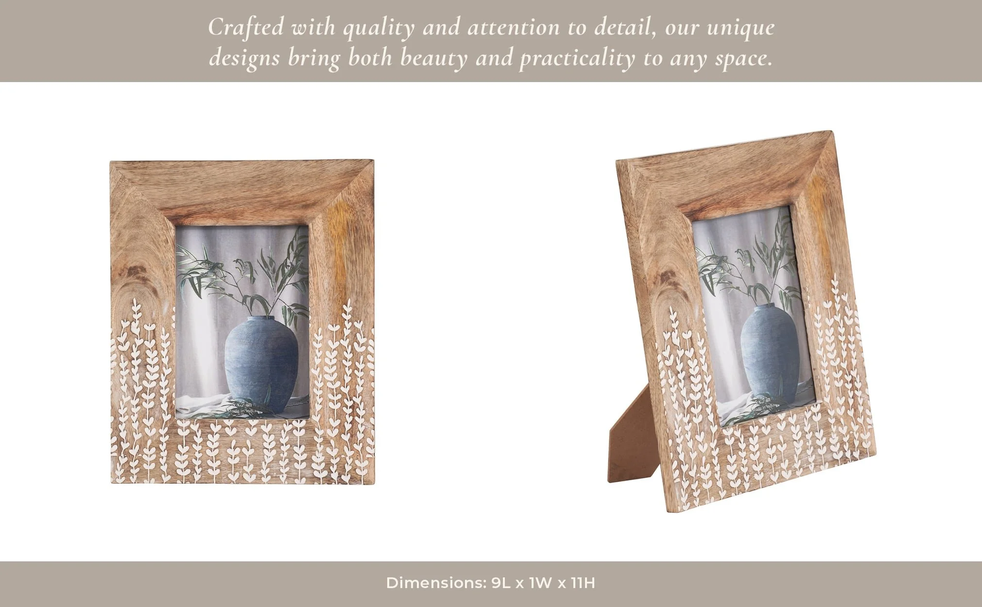 Wood, 5x7 Vines Photo Frame, Natural/white - Image 10