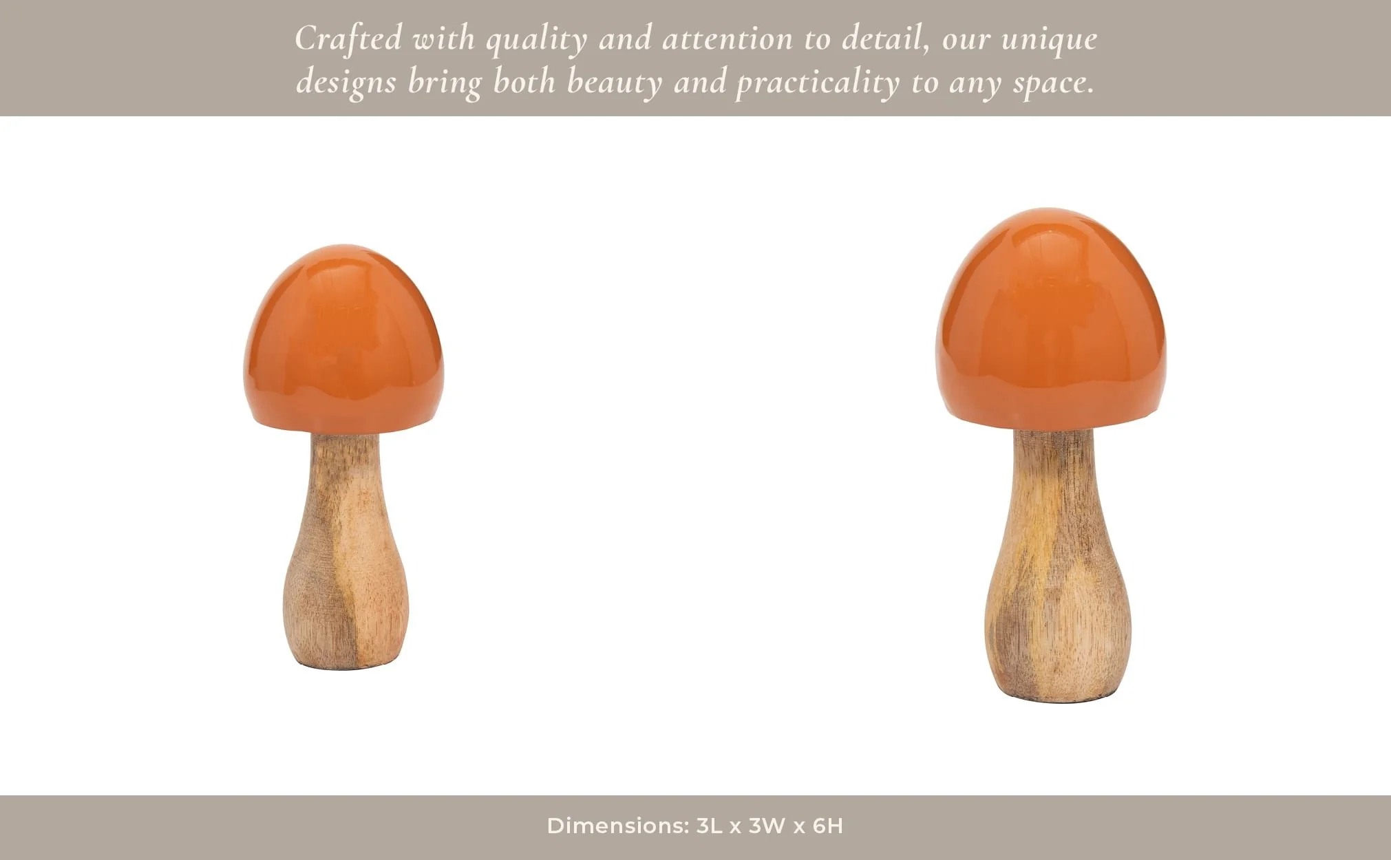 Wood, 6" Coned Mushroom, Burnt Orange - Image 11
