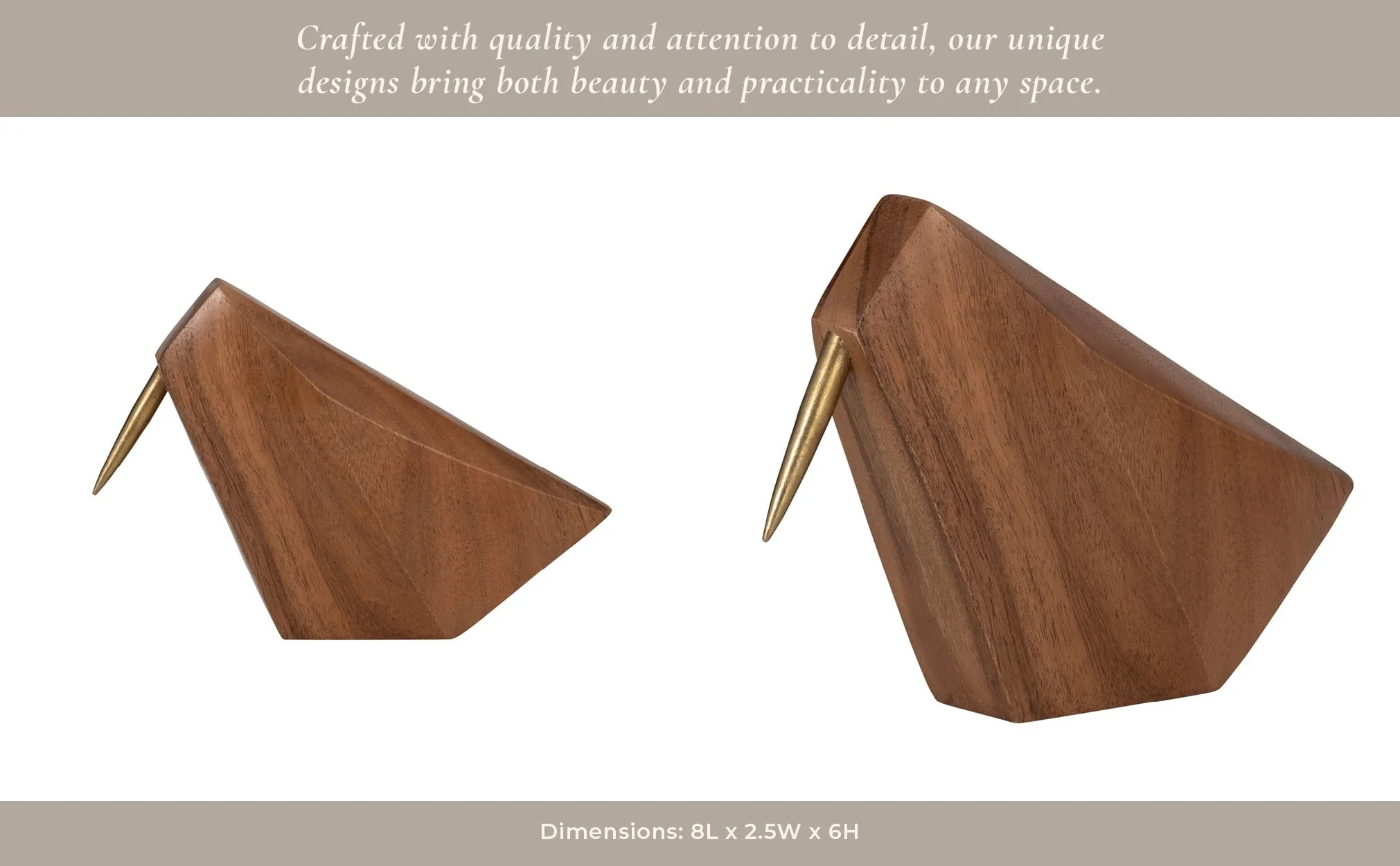 Wood, 6" Sitting Bird, Brown - Image 13