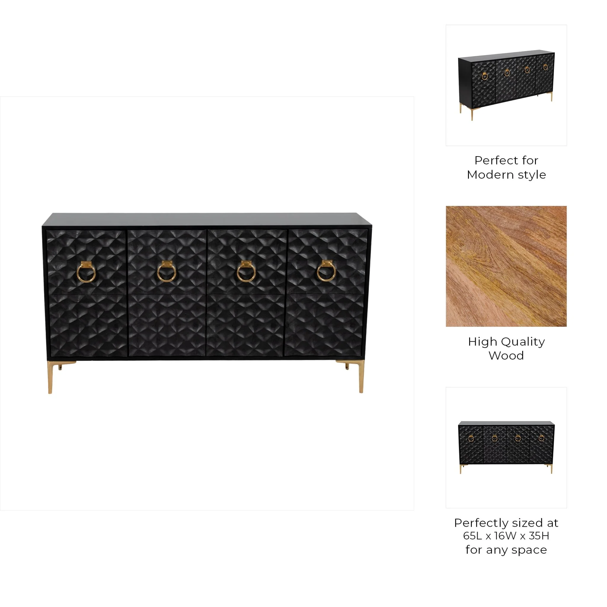Wood, 65x35 Console Cabinet, Blk/gld, Kd - Image 10