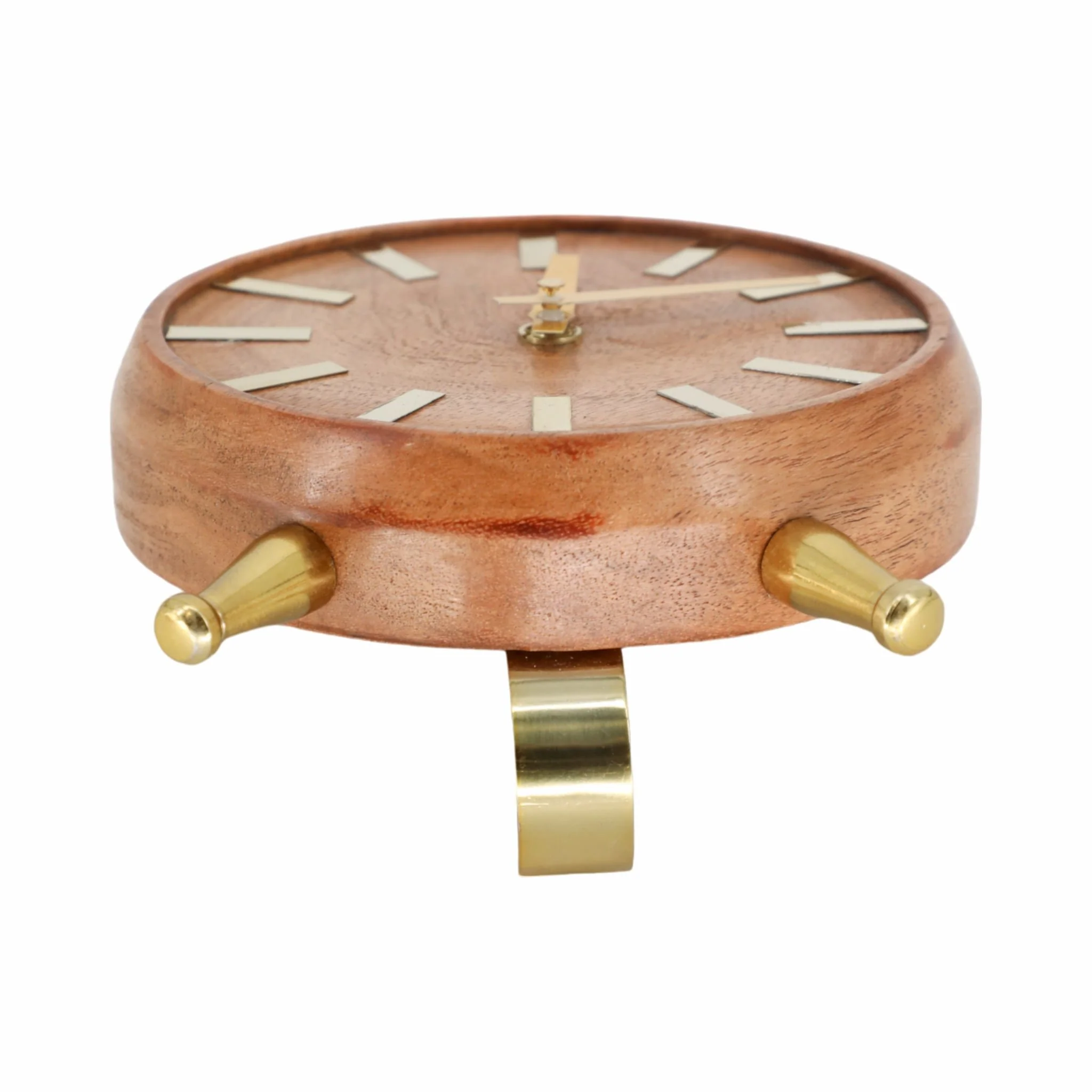 Wood 7'' Gold Table Clock, Brown - Image 7