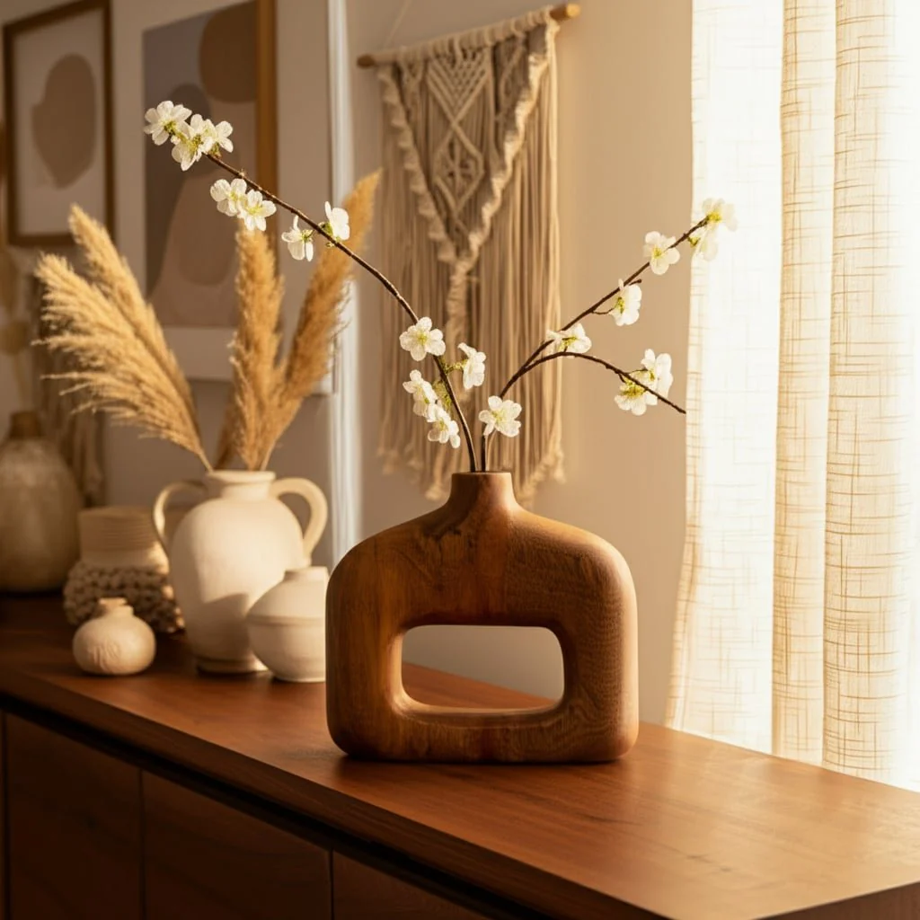 Wood, 7" Open Cut-out Vase, Natural - Image 11