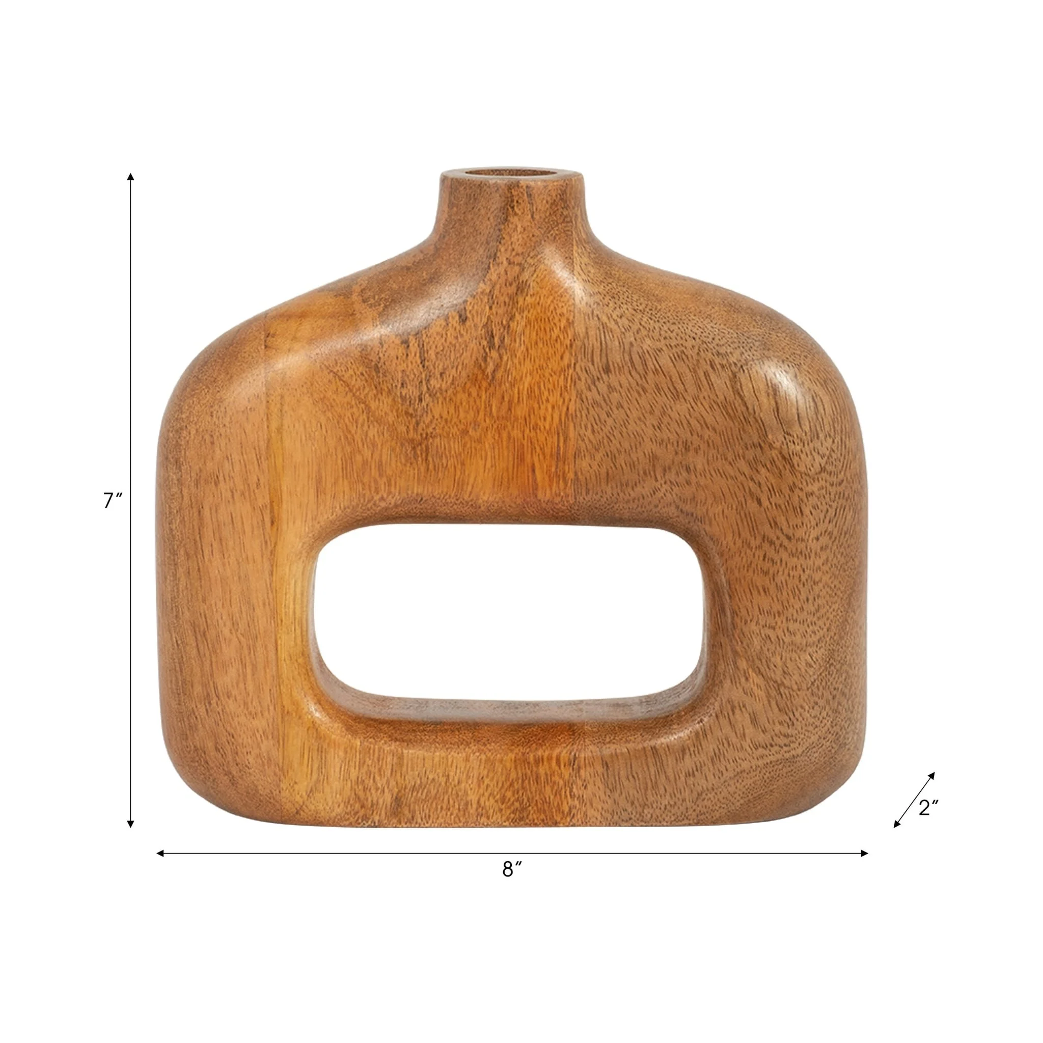 Wood, 7" Open Cut-out Vase, Natural - Image 9
