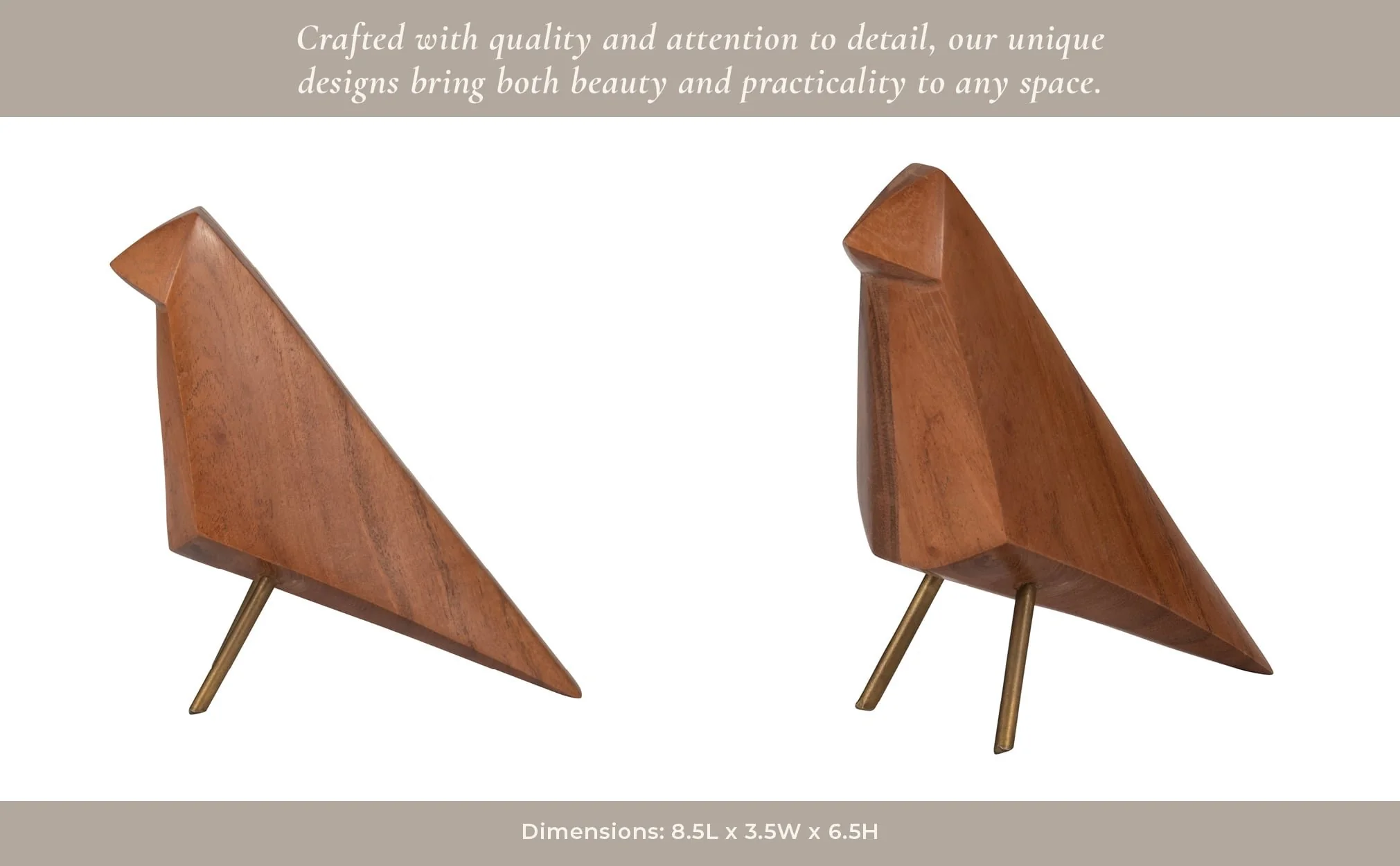 Wood, 7" Standing Bird, Brown - Image 11