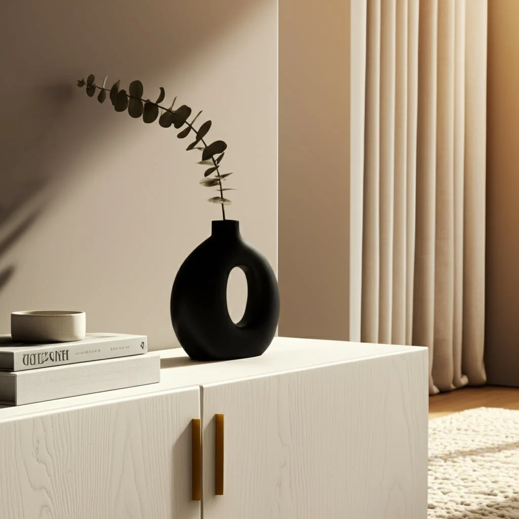 Wood, 7"h Cut-out Vase, Black - Image 11