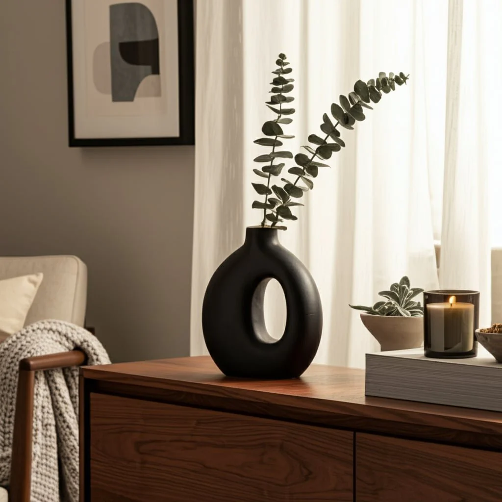 Wood, 7"h Cut-out Vase, Black - Image 12