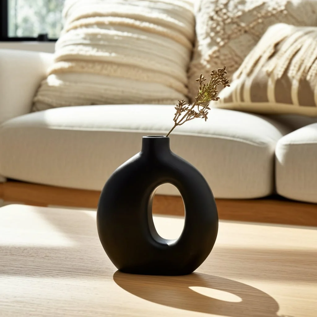 Wood, 7"h Cut-out Vase, Black - Image 14
