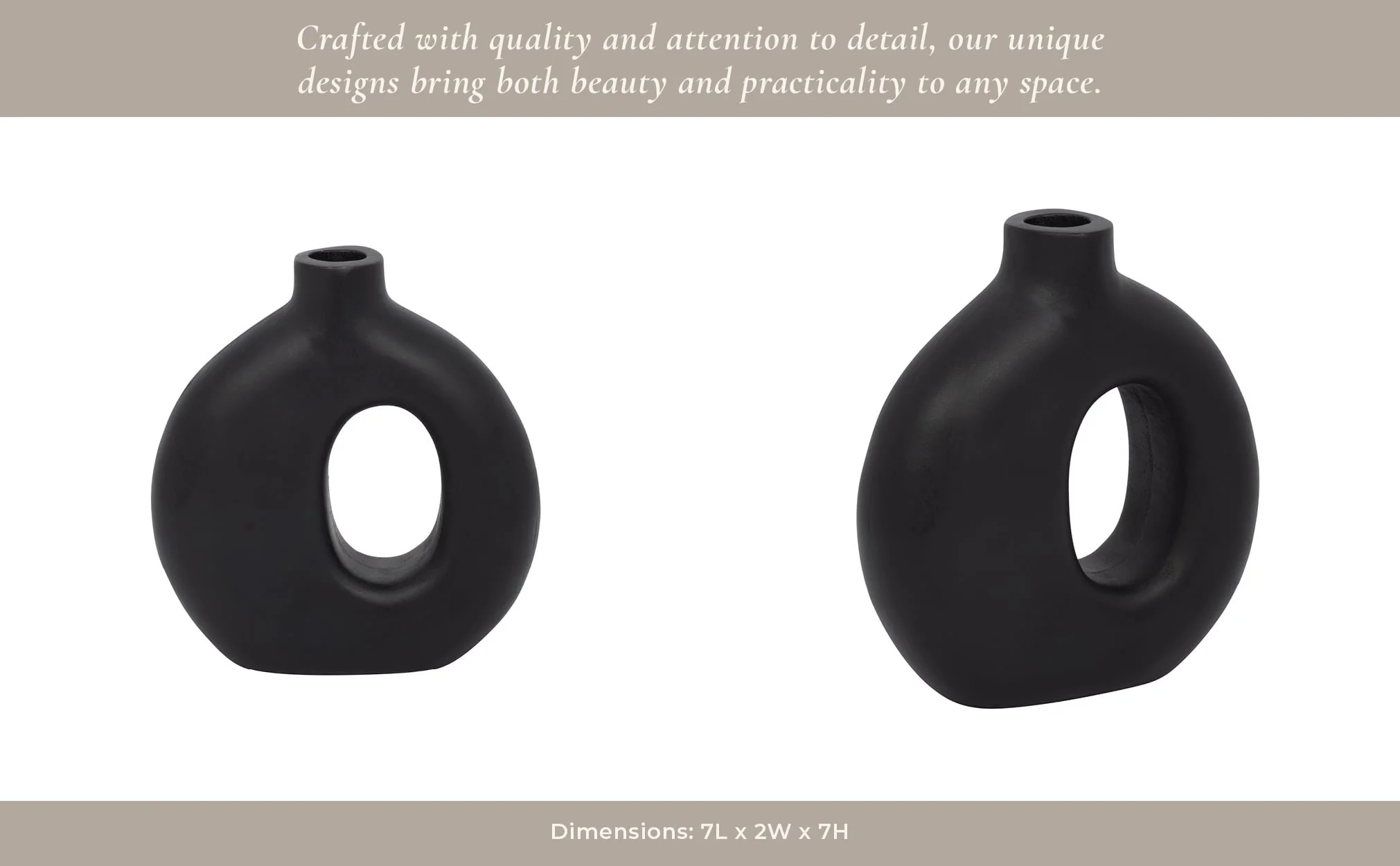Wood, 7"h Cut-out Vase, Black - Image 15