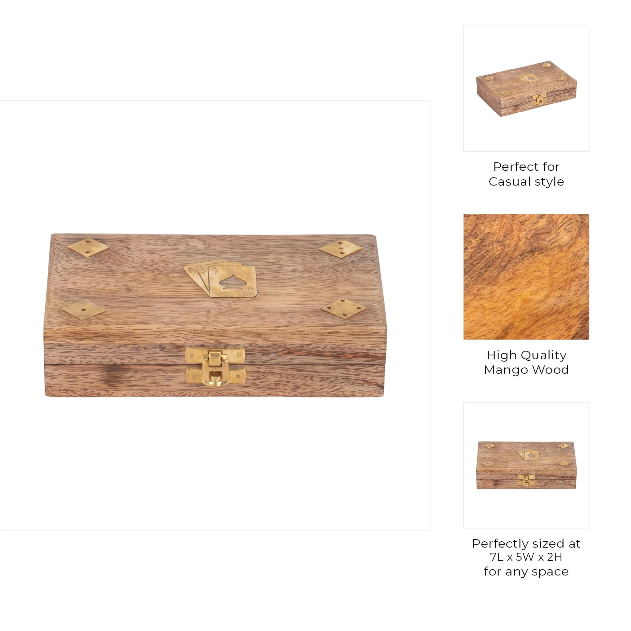 Wood, 7x5 Cards & Dice Box, Brown - Image 10