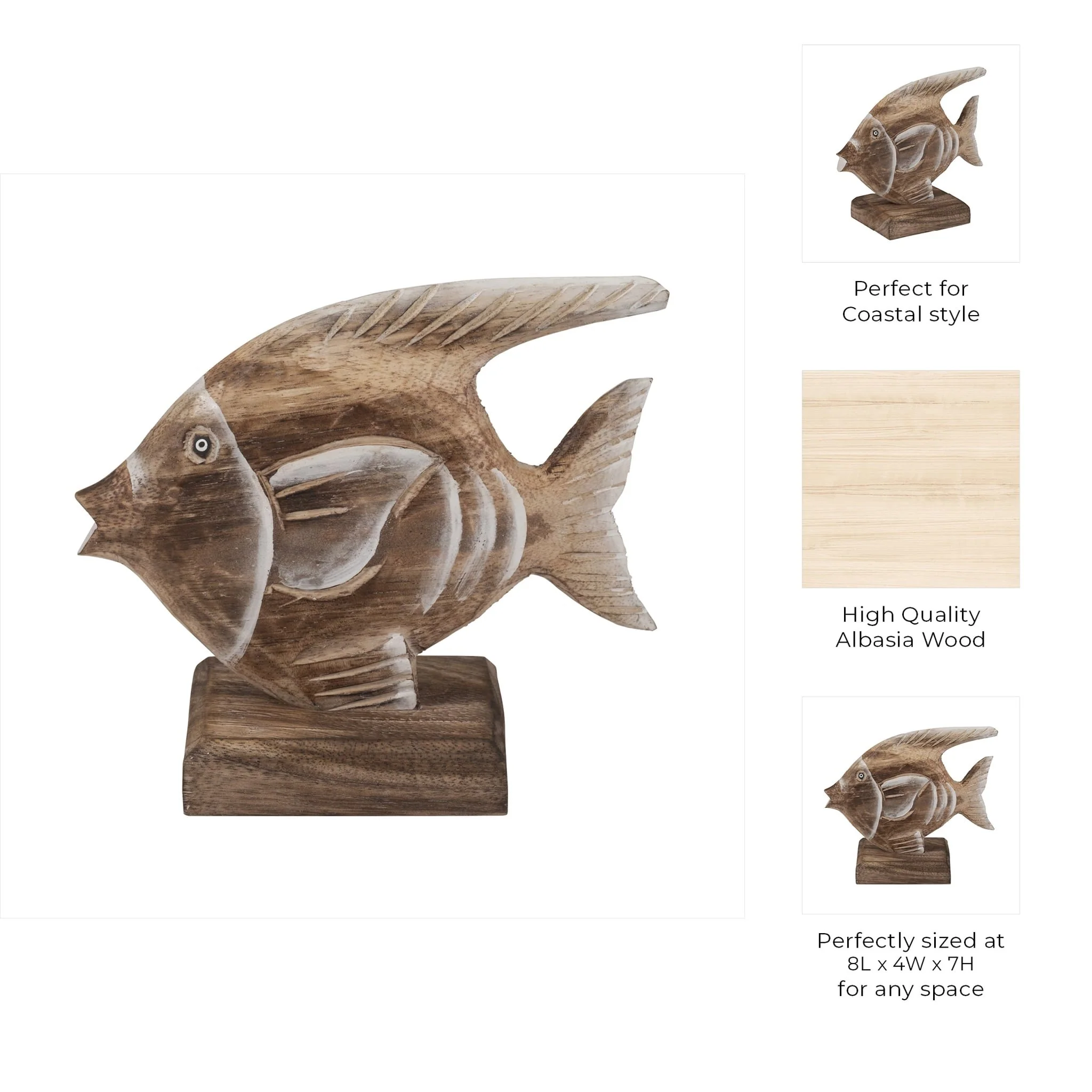 Wood, 8" Angel Fish, Natural - Image 9