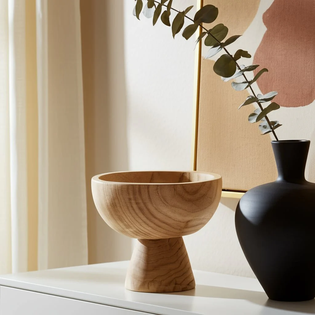 Wood, 8" Bowl W/ Stand, Natural - Image 11