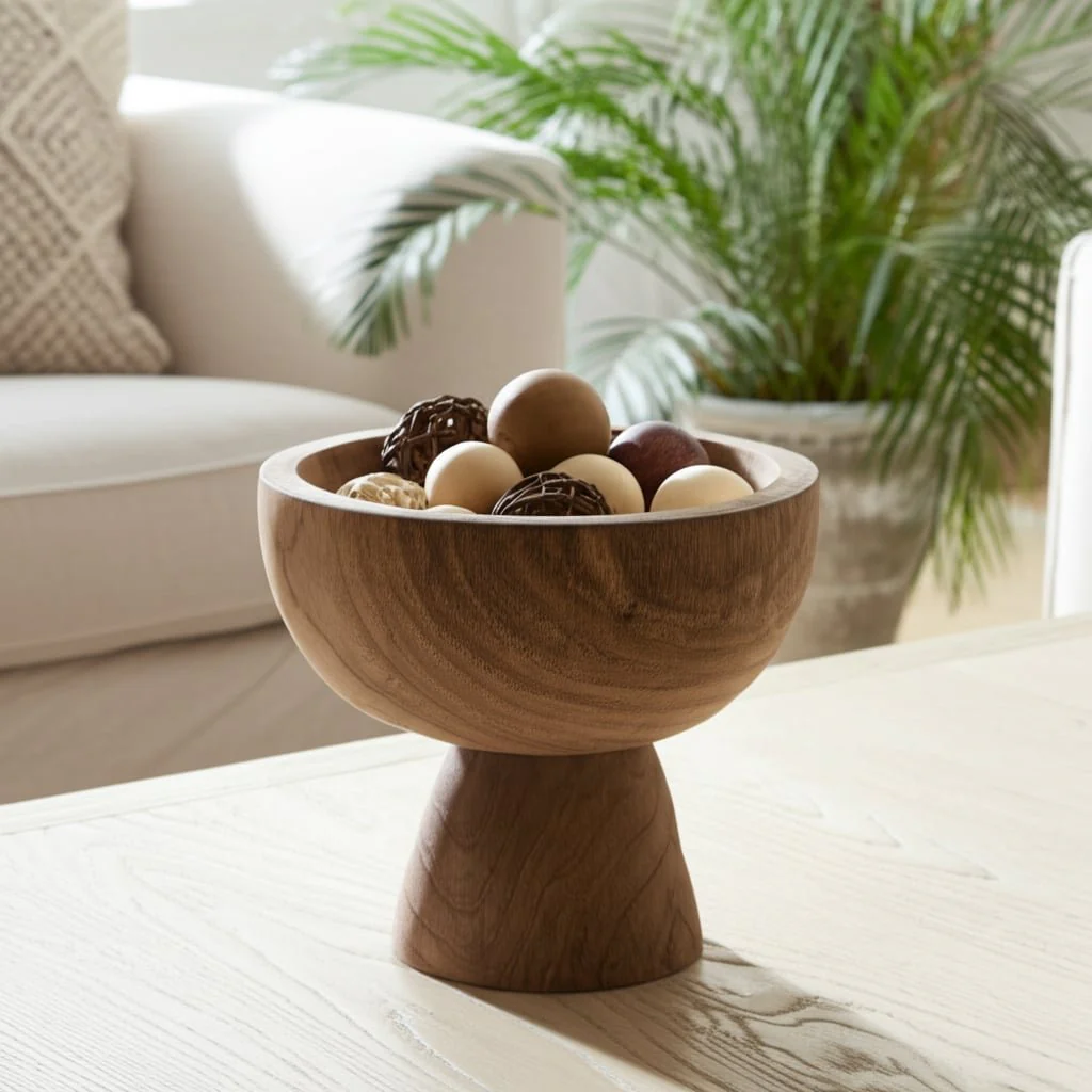 Wood, 8" Bowl W/ Stand, Natural - Image 12