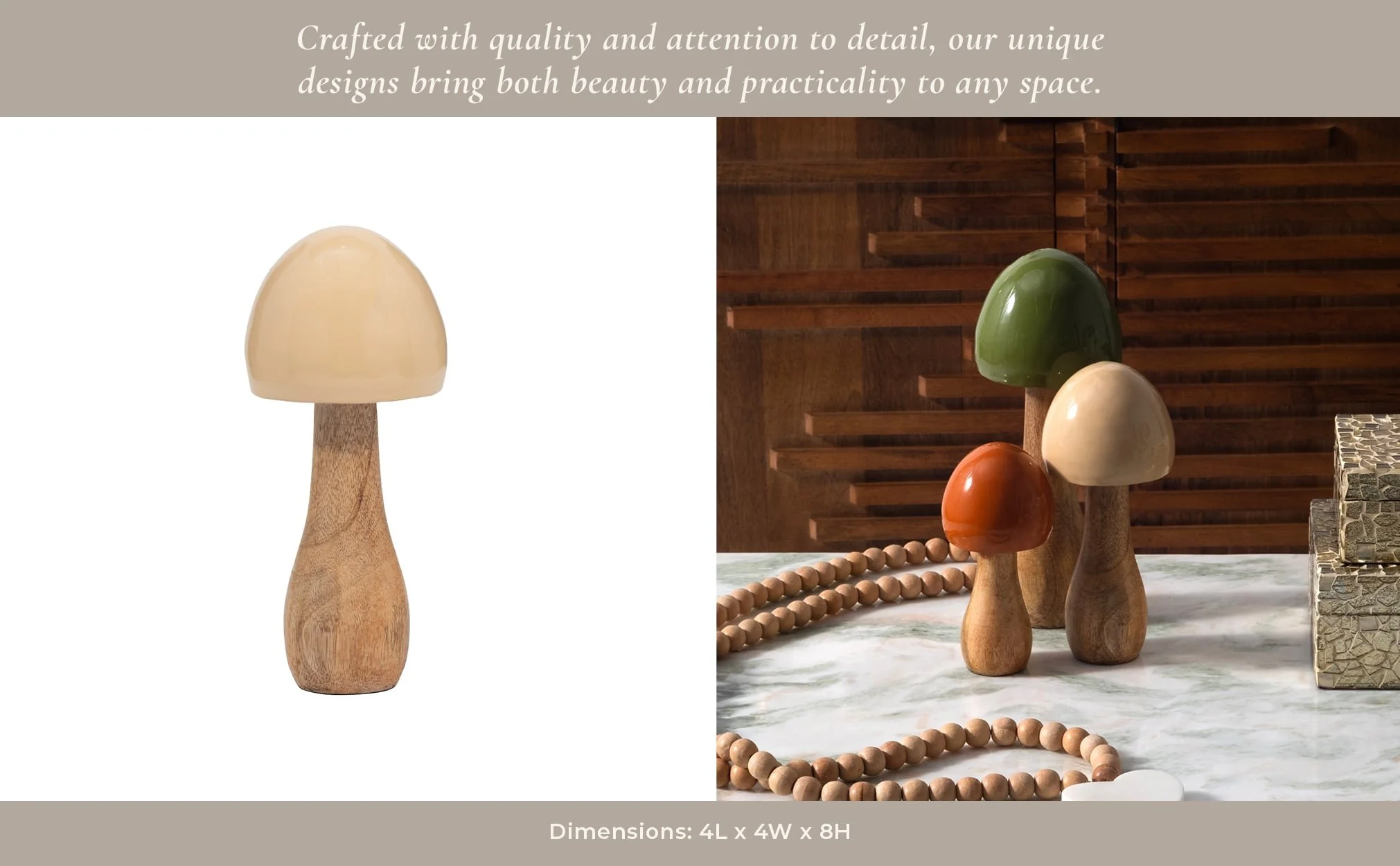 Wood, 8" Coned Mushroom, Ivory - Image 13