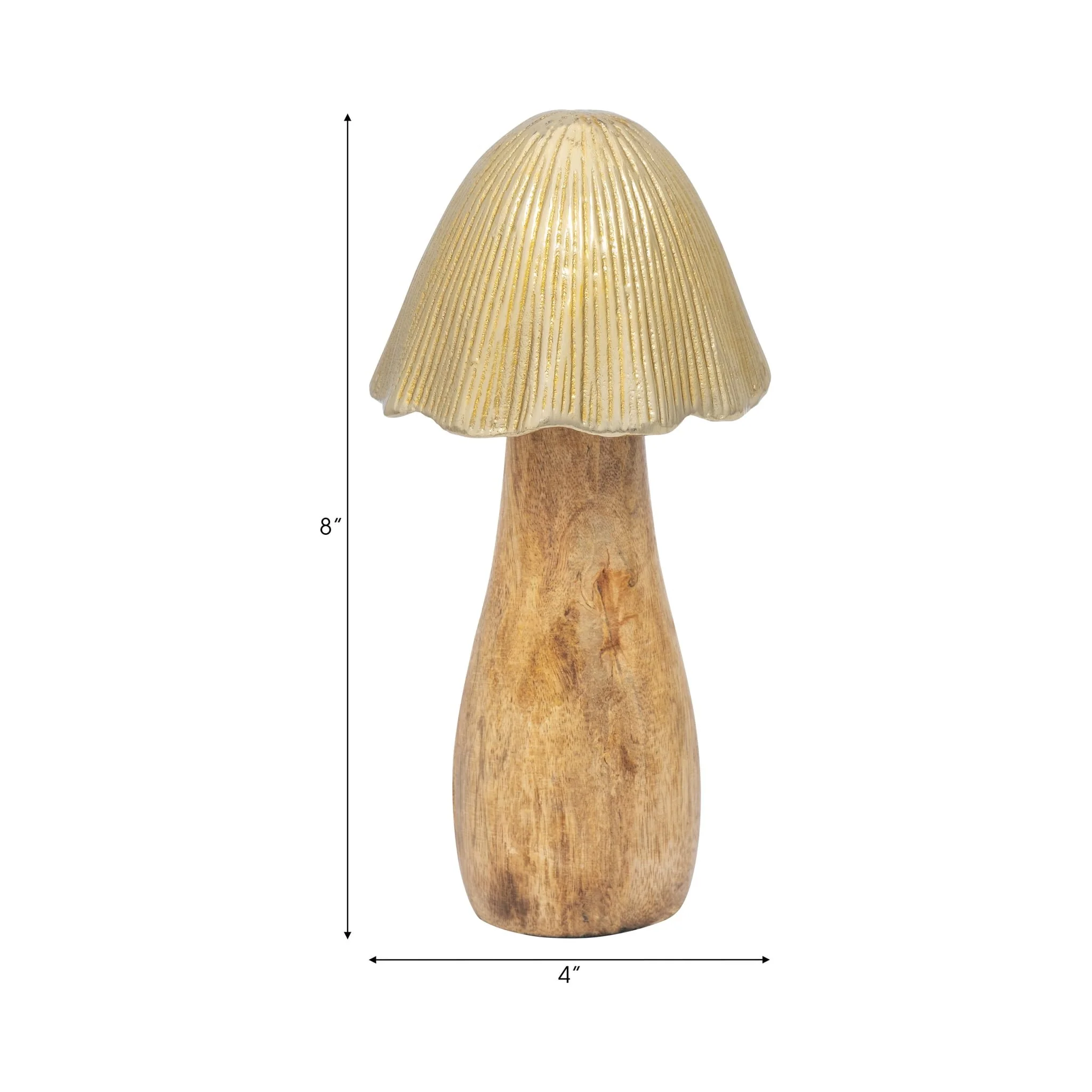 Wood, 8" Mushroom With Metal Top, Gold - Image 6
