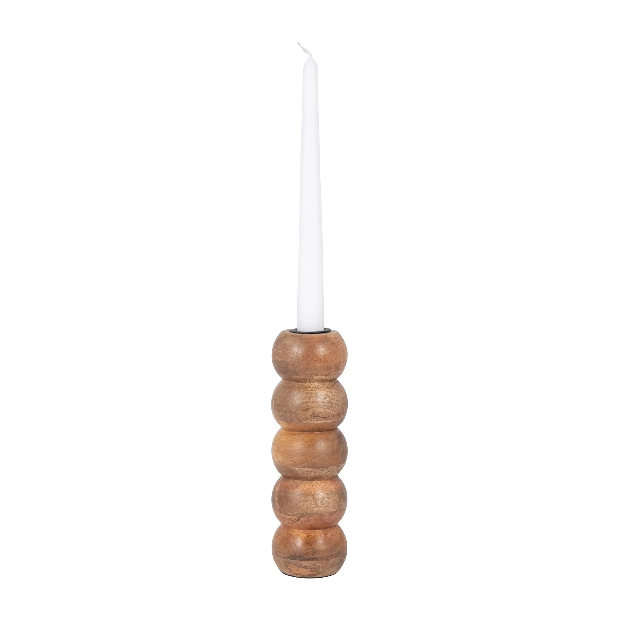 Wood, 8" Ribbed Votive Holder, Natural - Image 3