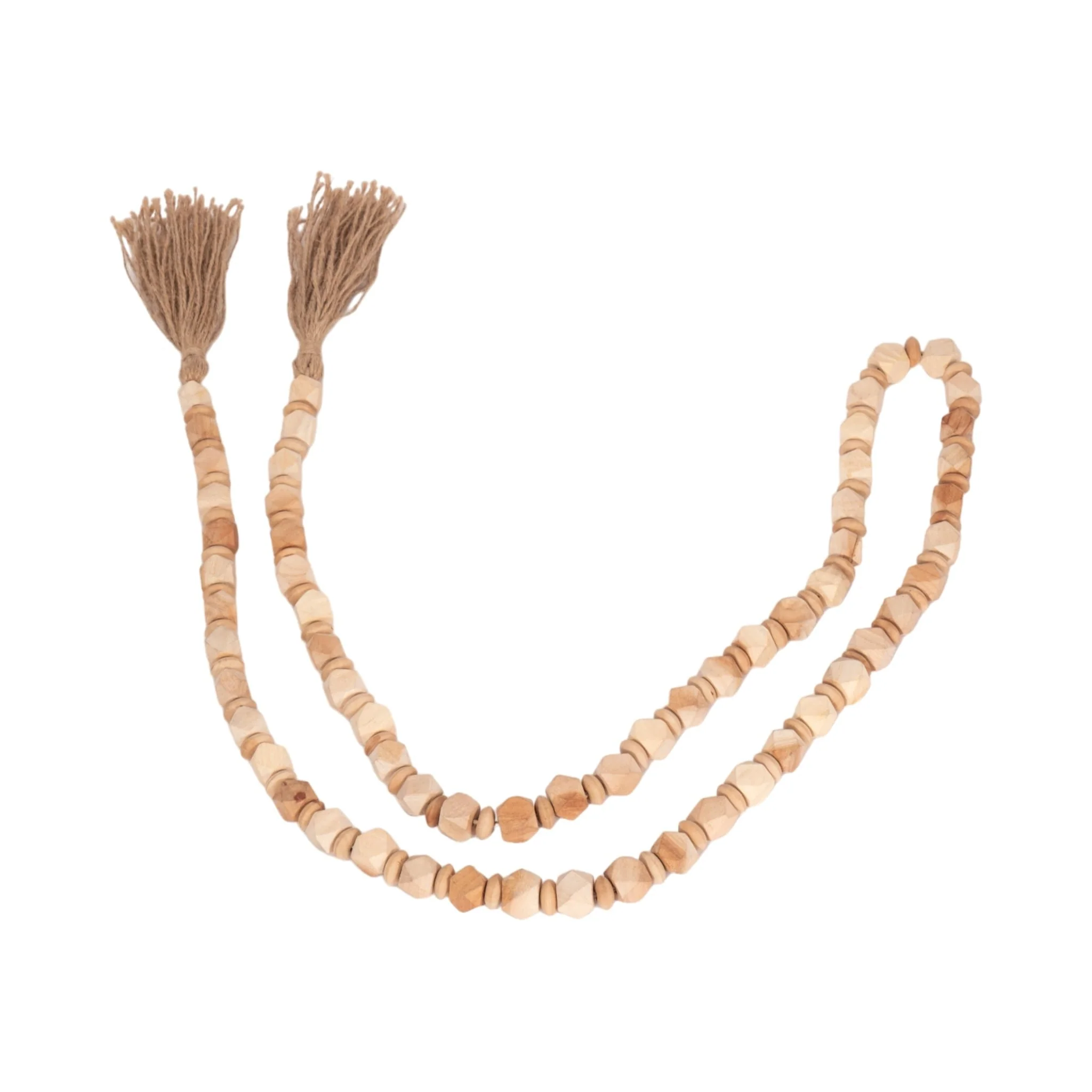 Wood, 84x.75 Beaded Garland, Lt Brown - Image 3