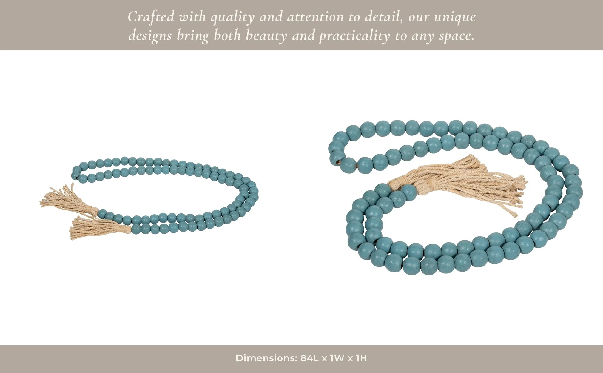 Wood, 84x.75 Beaded Garland, Turq - Image 13