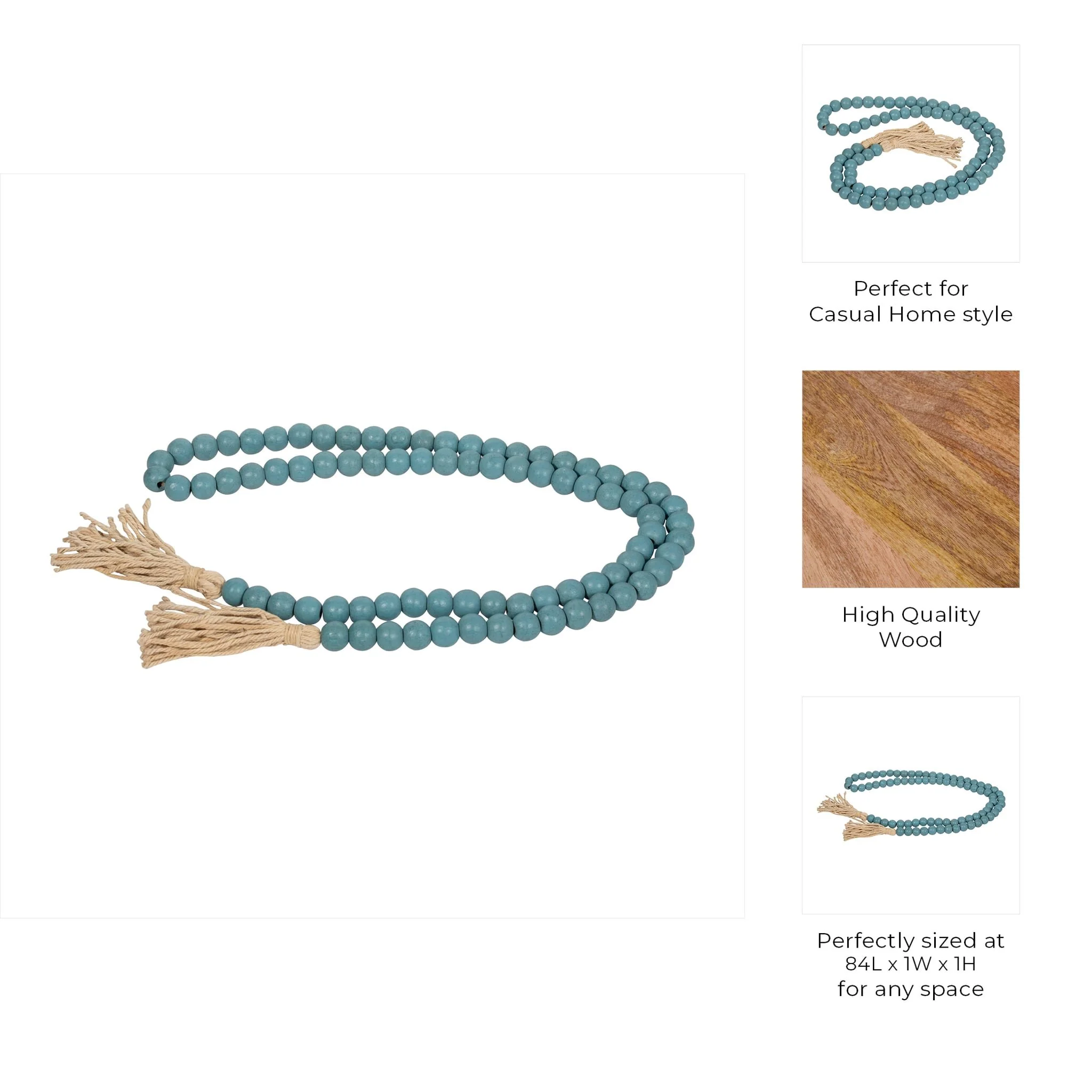 Wood, 84x.75 Beaded Garland, Turq - Image 8
