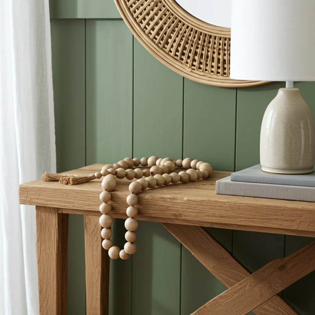 Wood, 84x2 Stonewash Bead Garland, Ivory - Image 11