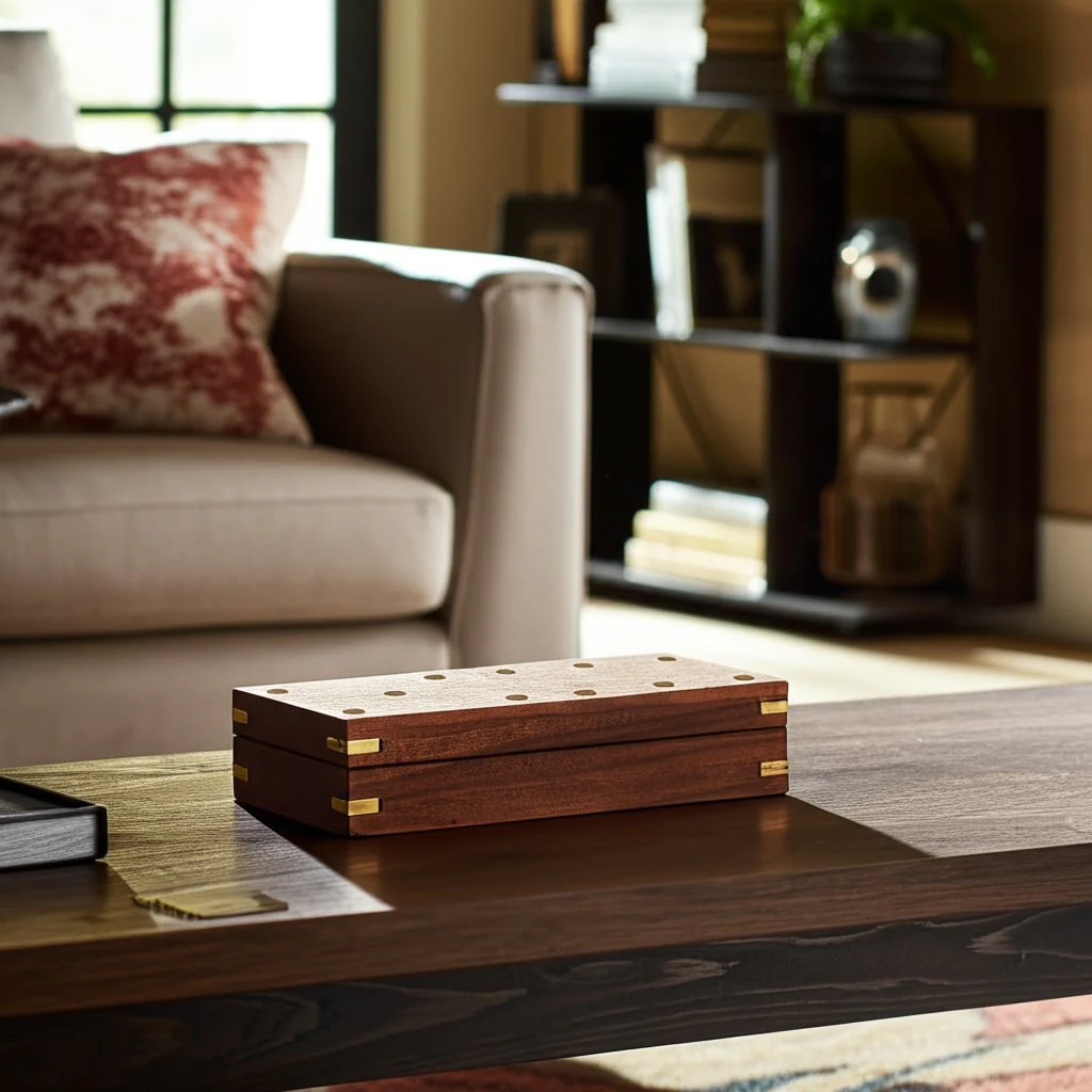 Wood, 8x3 Dominoes Box, Brown - Image 13