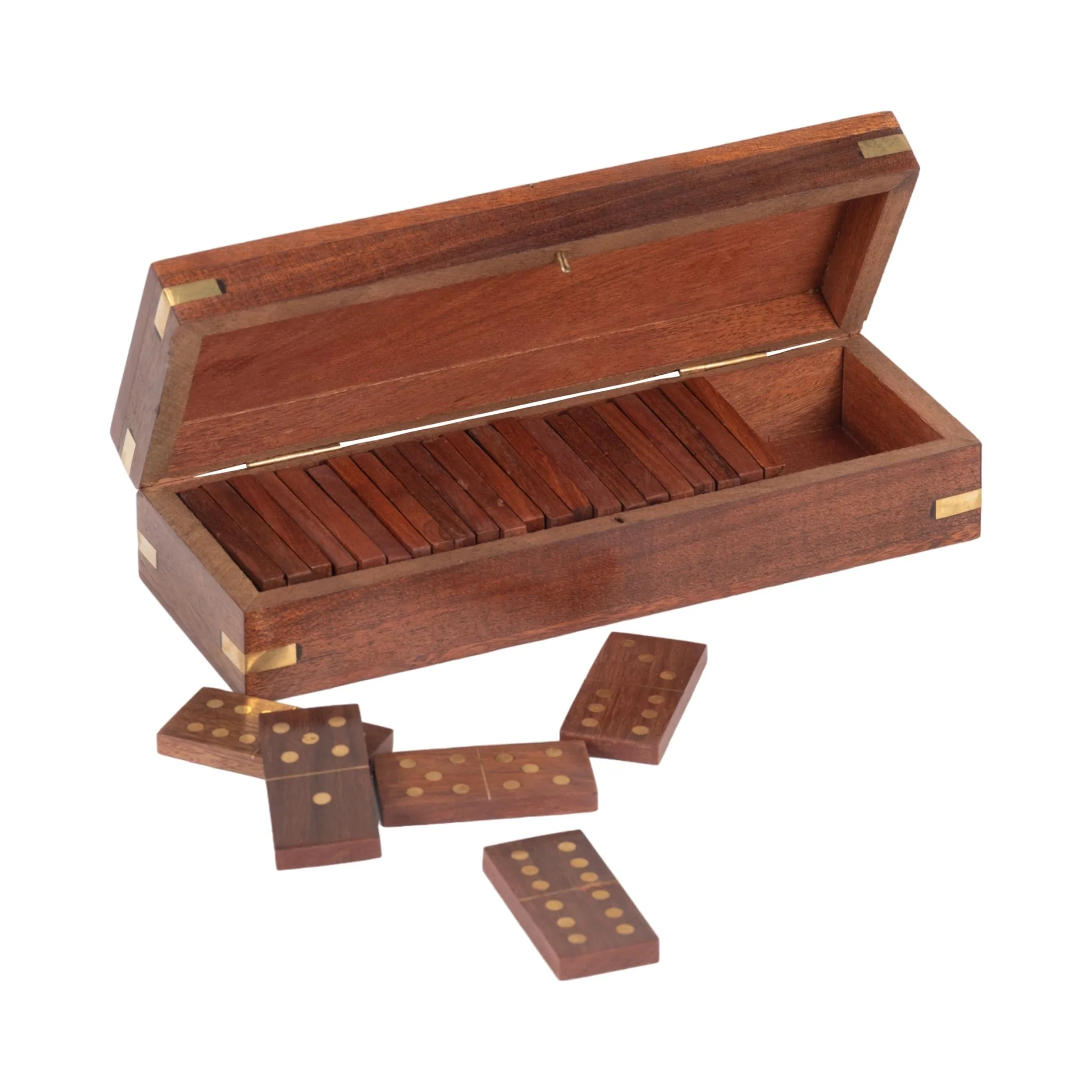 Wood, 8x3 Dominoes Box, Brown - Image 2