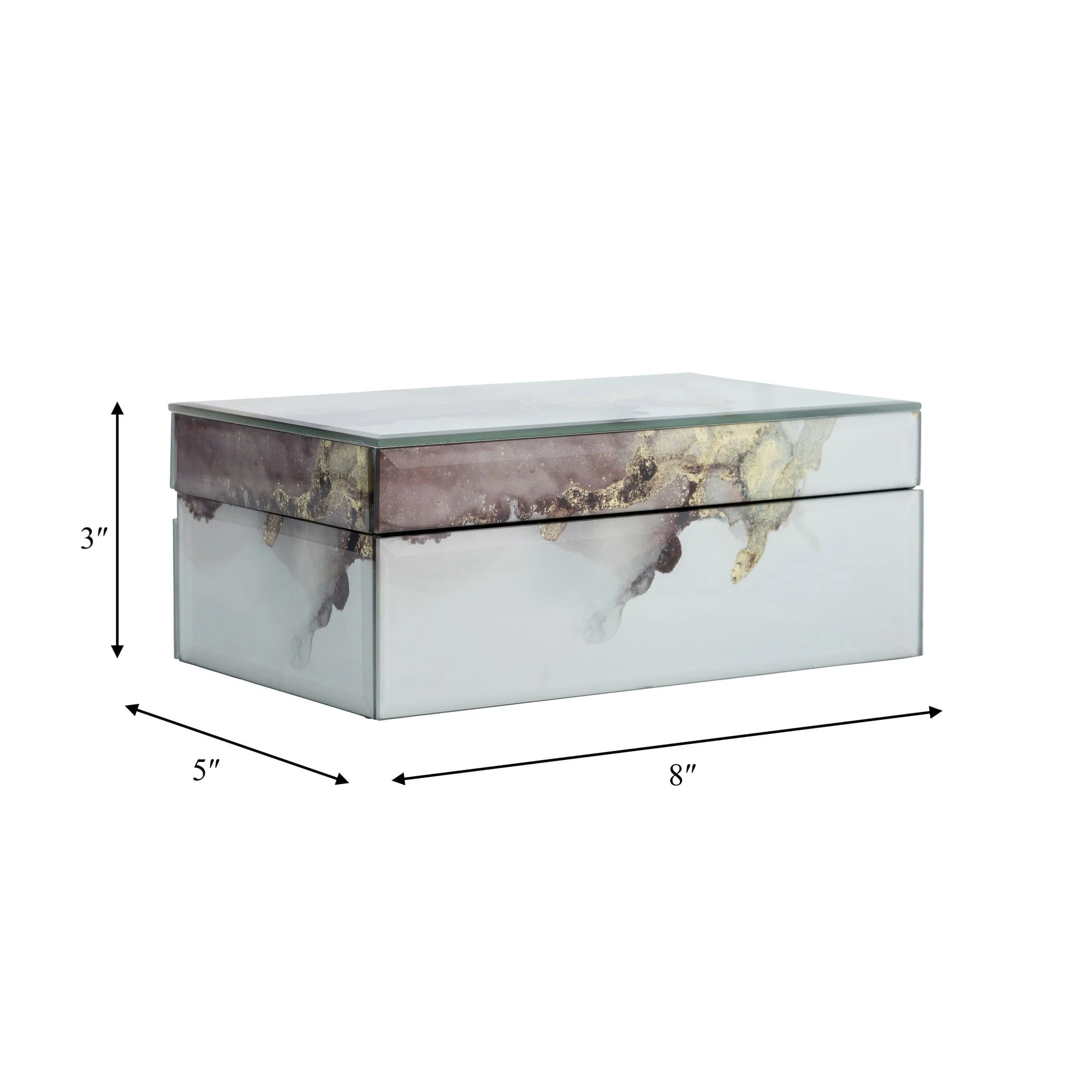 Wood, 8x5 Abstract Box, Beige/gold - Image 4