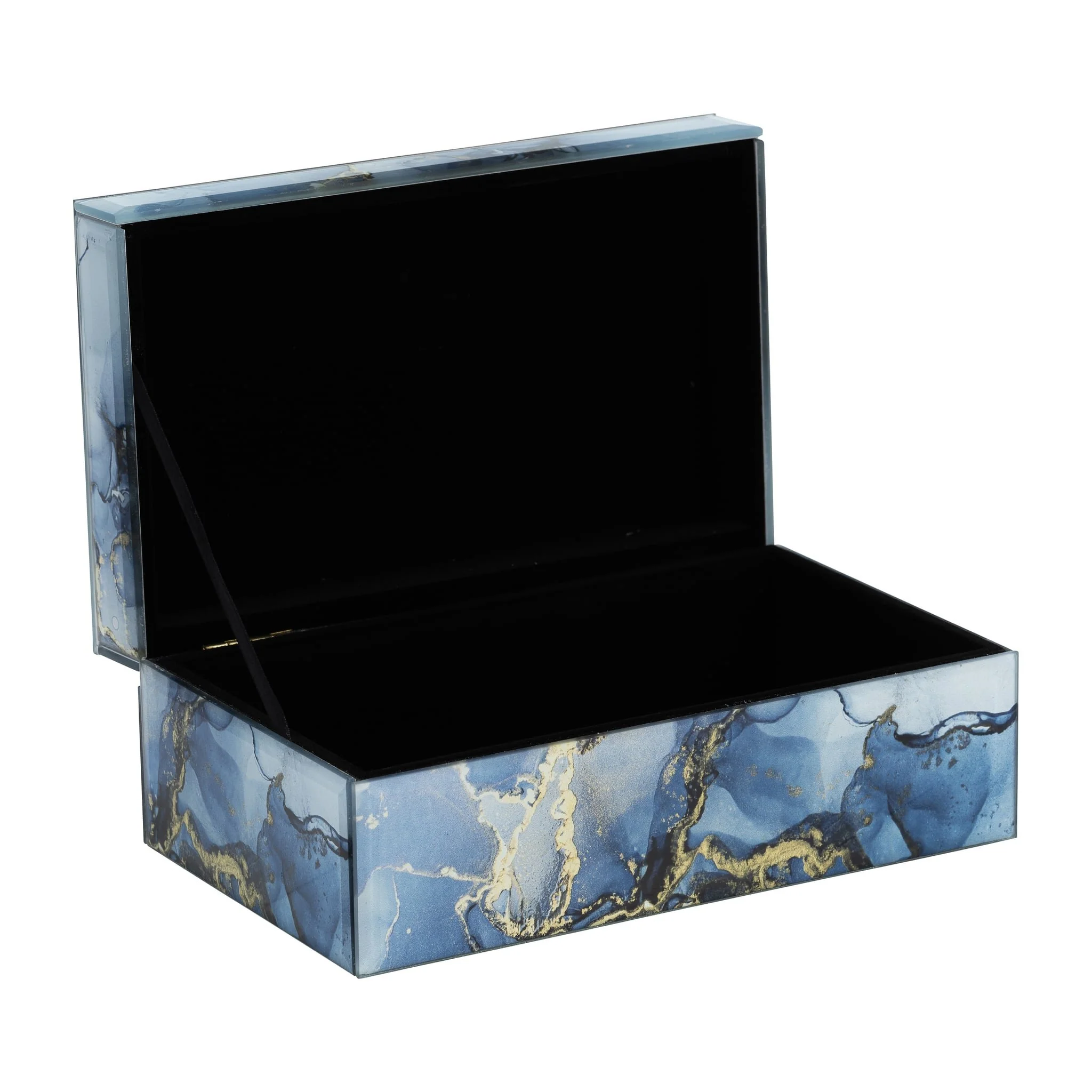Wood, 8x5 Abstract Box, Blue/gold - Image 2
