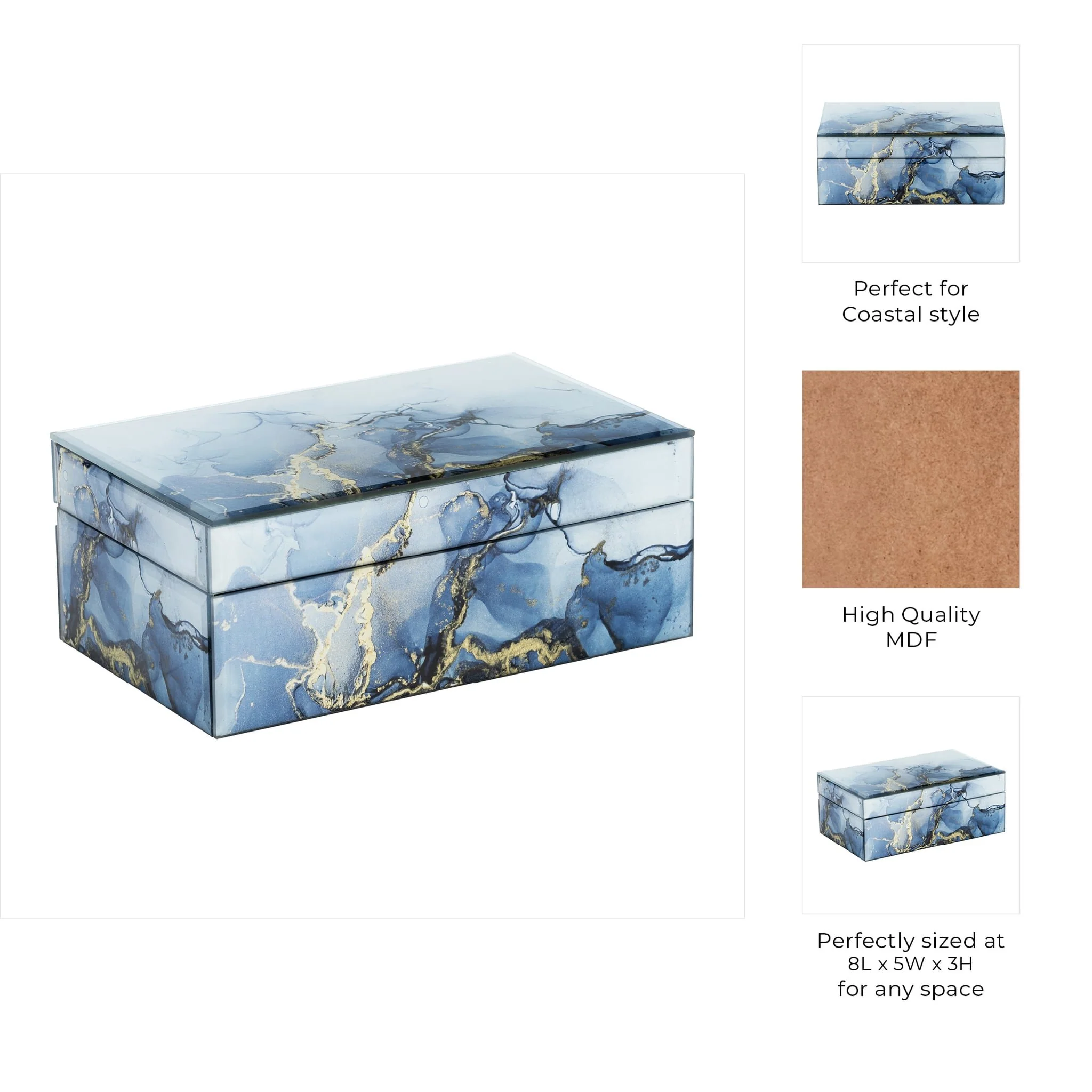 Wood, 8x5 Abstract Box, Blue/gold - Image 5