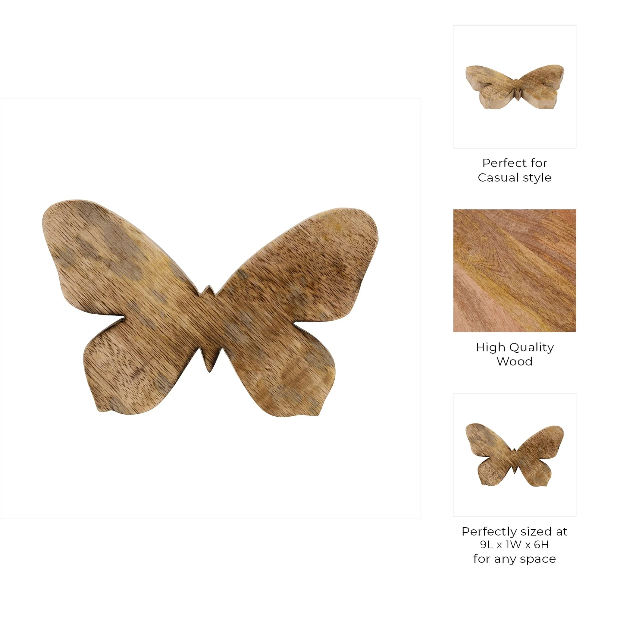 Wood, 9" Butterfly Deco, Brown - Image 9