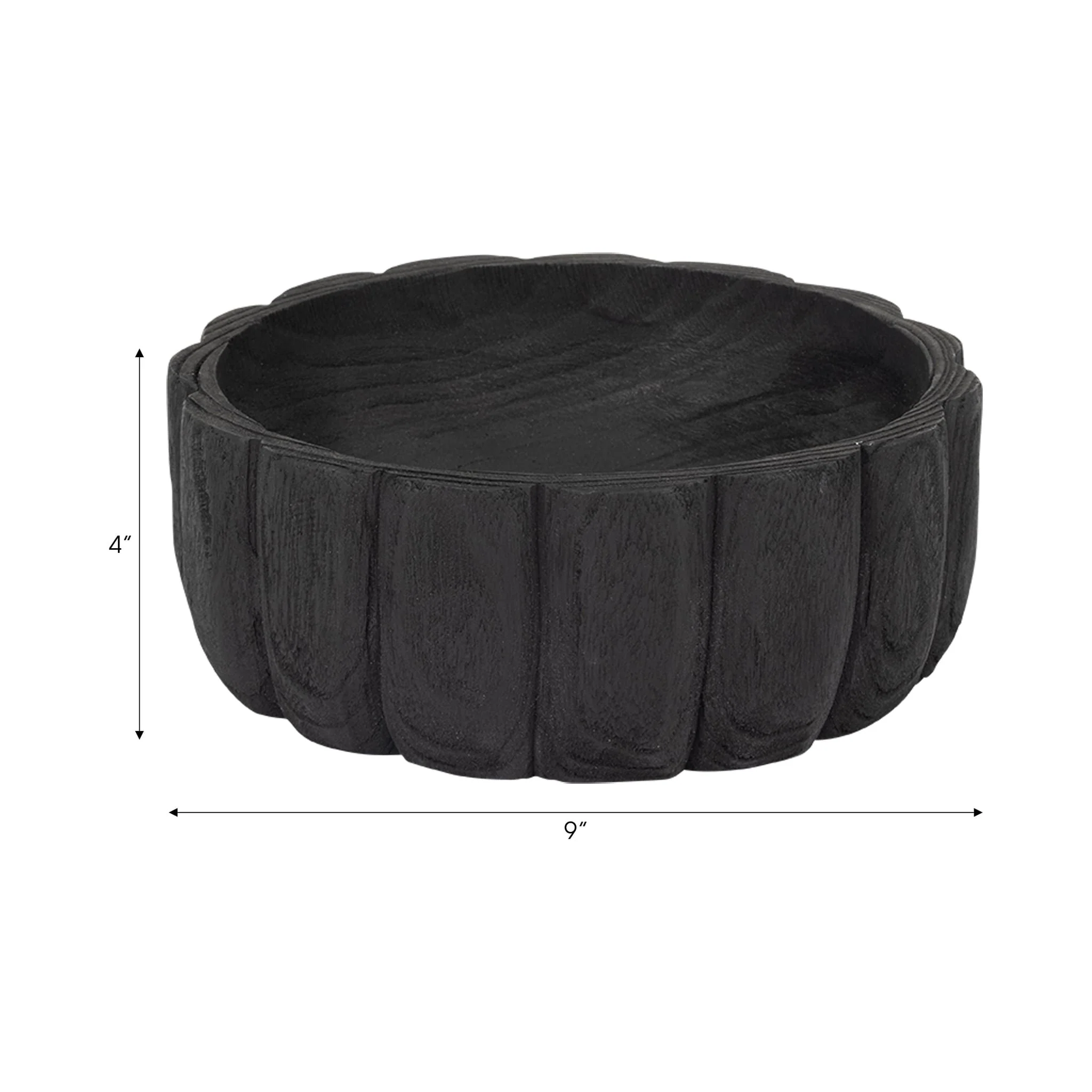 Wood, 9" Scalloped Bowl, Black - Image 8