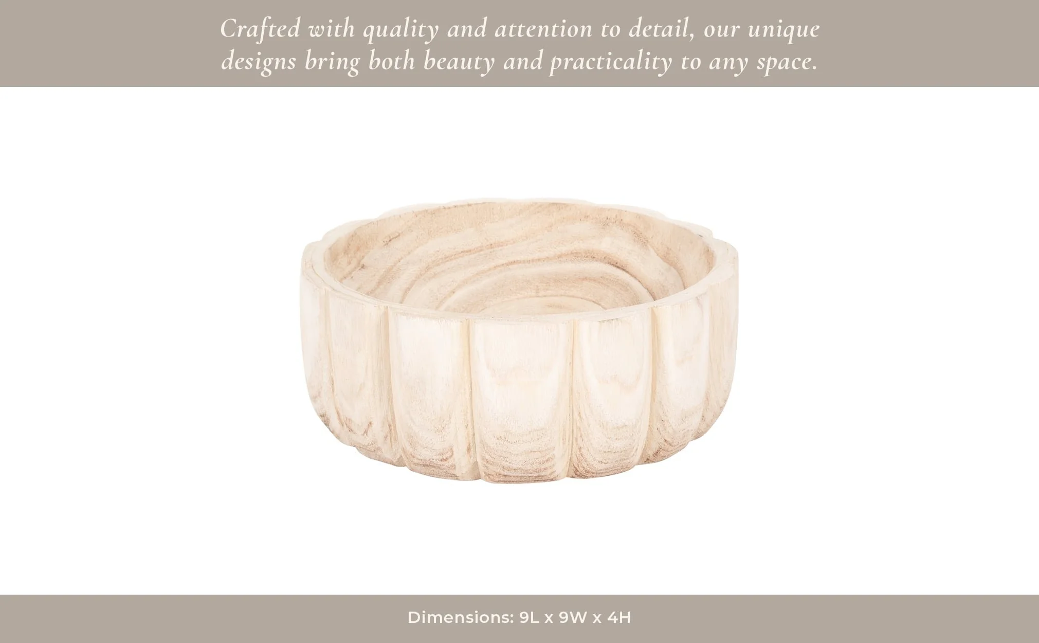 Wood, 9" Scalloped Bowl, Natural - Image 12