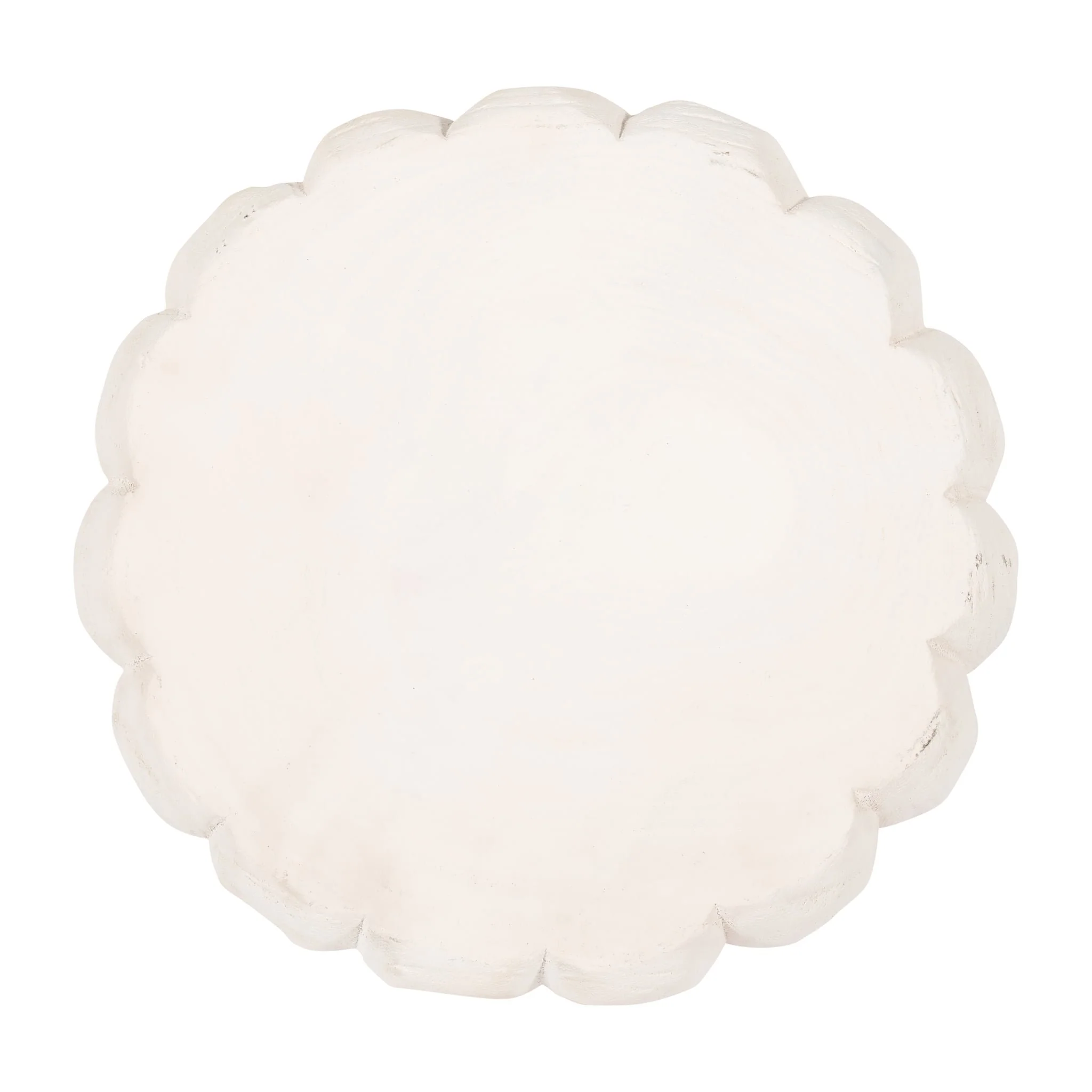 Wood, 9" Scalloped Bowl, White - Image 7