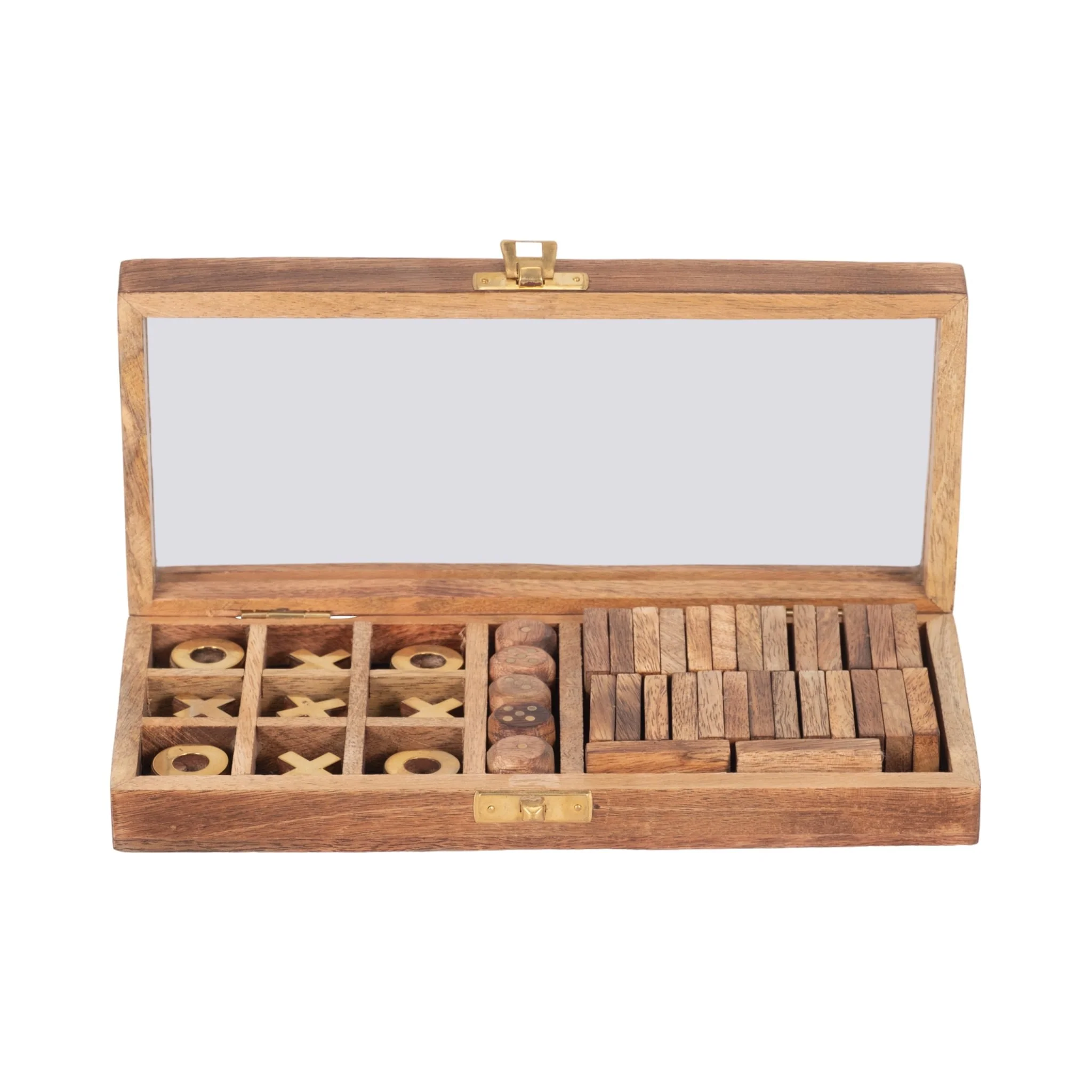 Wood, 9x4 Table Game Box, Brown - Image 4