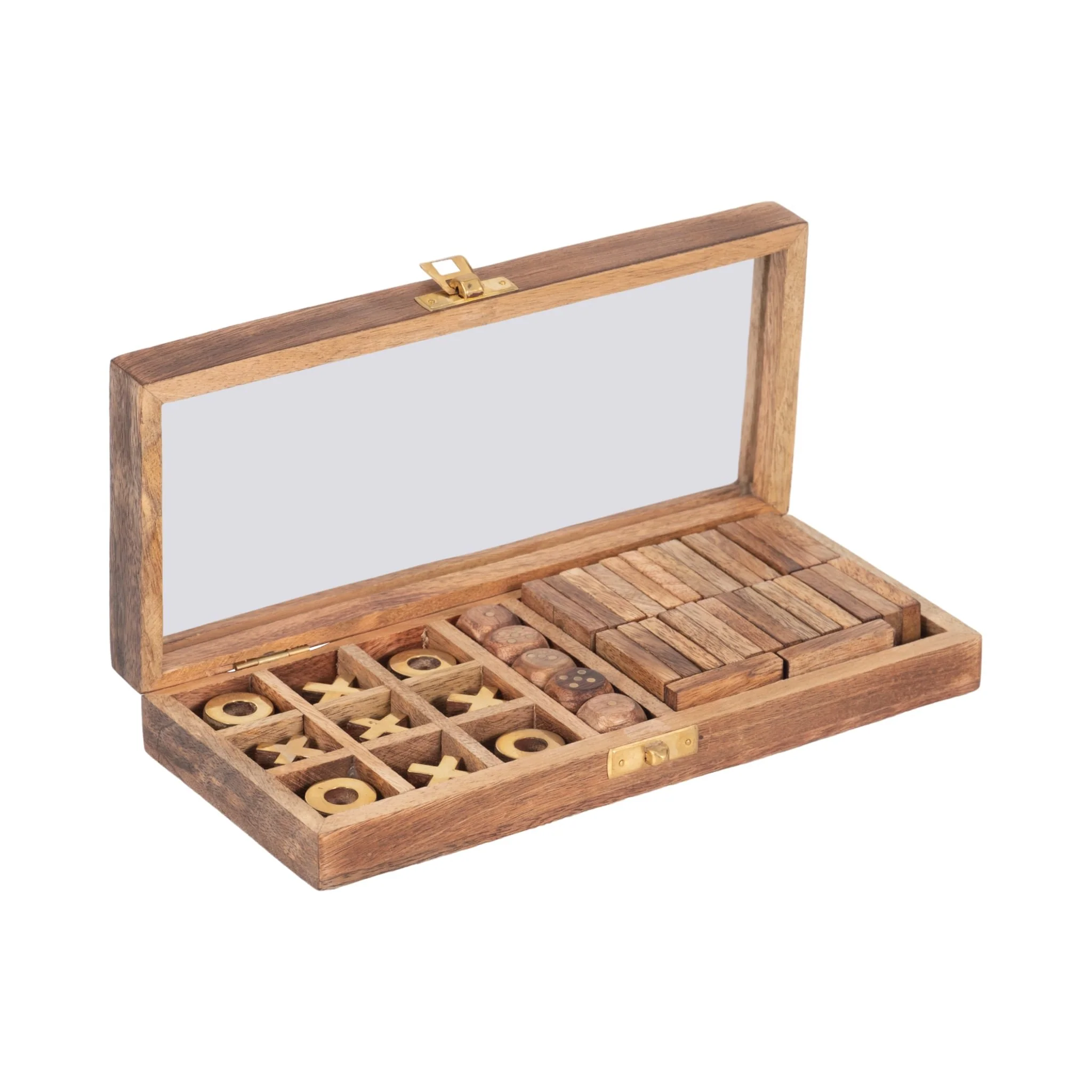 Wood, 9x4 Table Game Box, Brown - Image 5