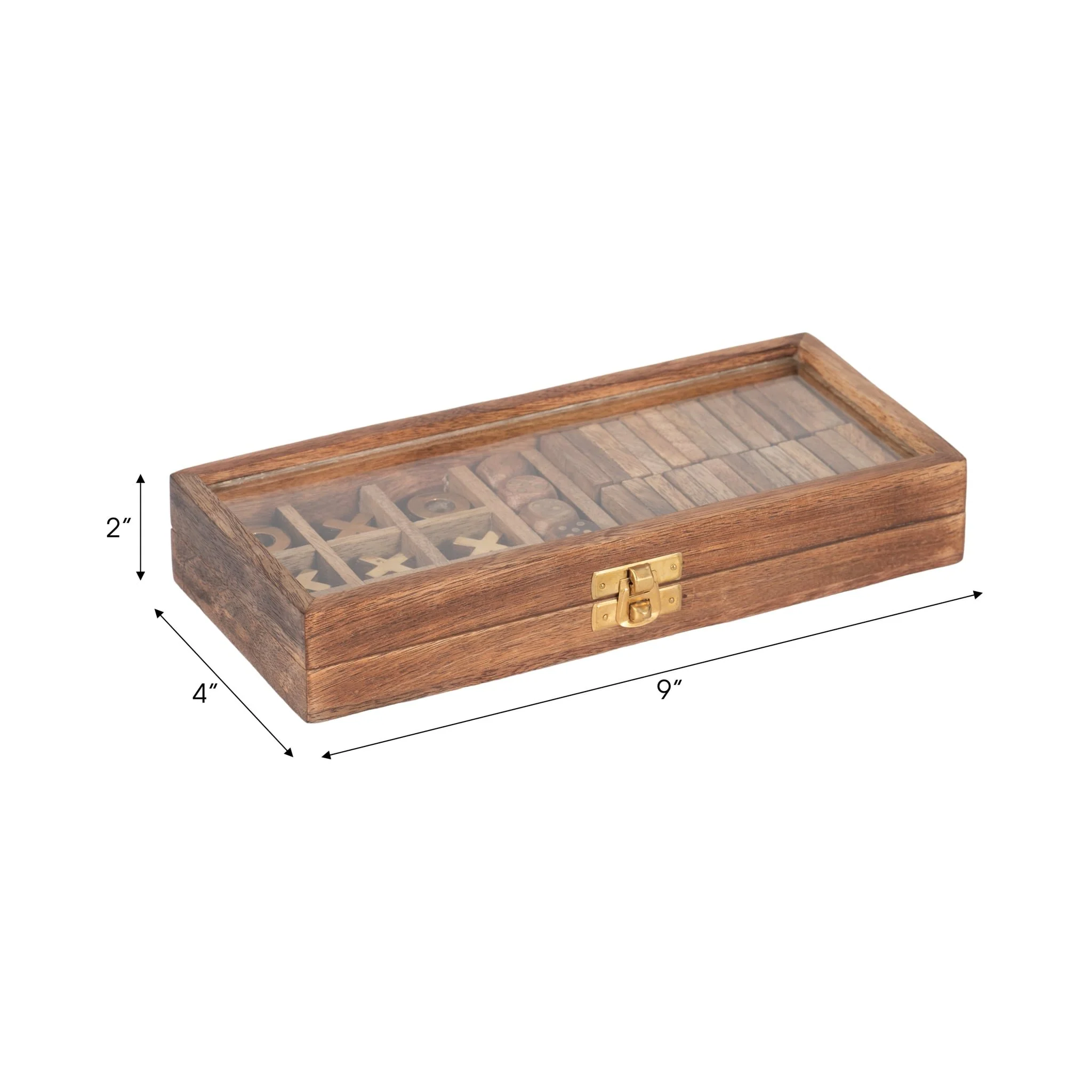 Wood, 9x4 Table Game Box, Brown - Image 9