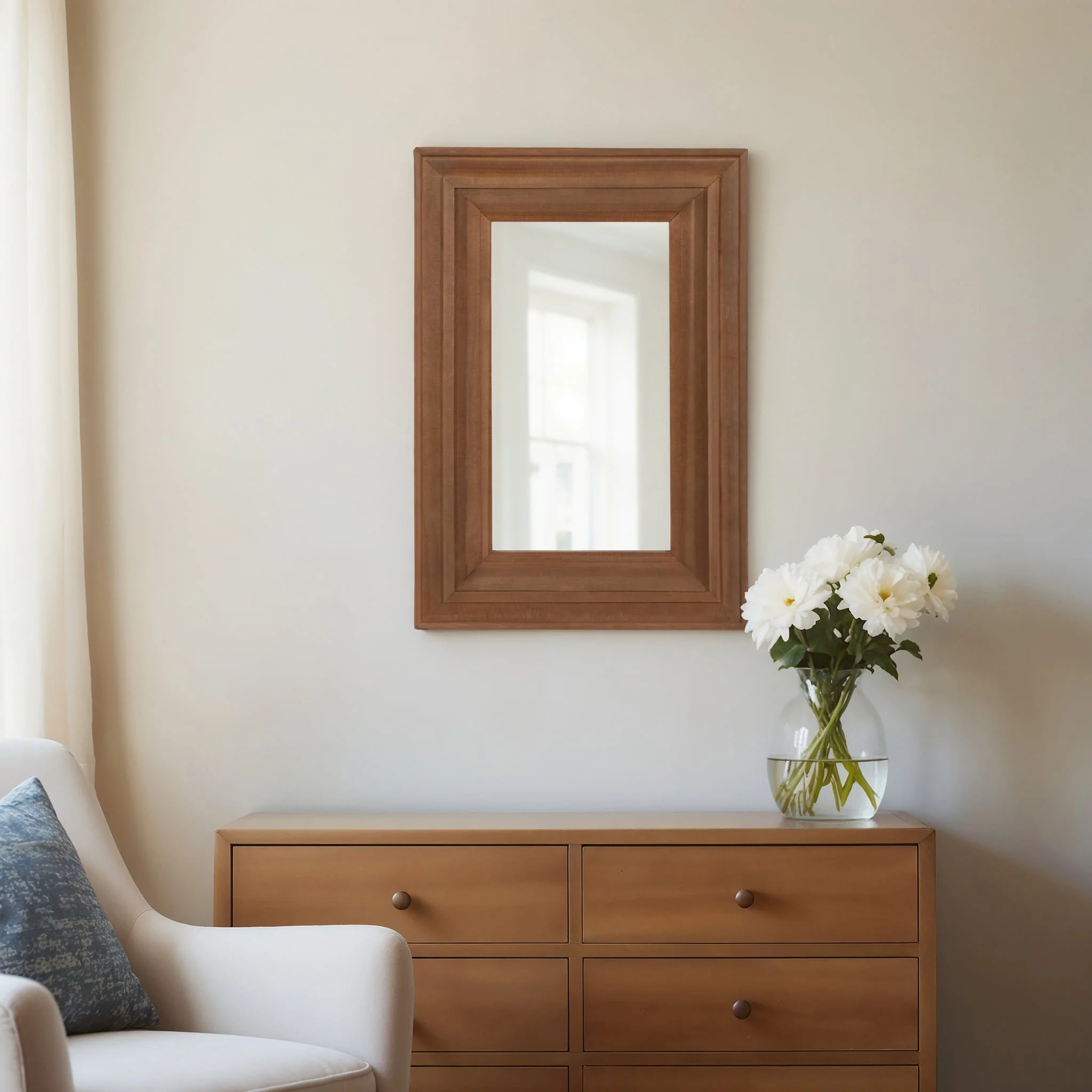 Wood Frame 24 X 36" Wall Mirror, Brown Wb - Image 9