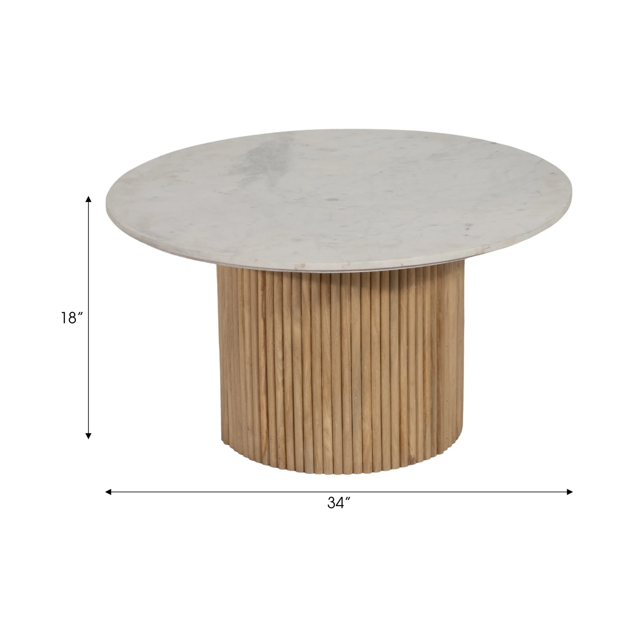Wood/marble, 34"d Reeded, Coffee Table,  Kd 2boxes - Image 7