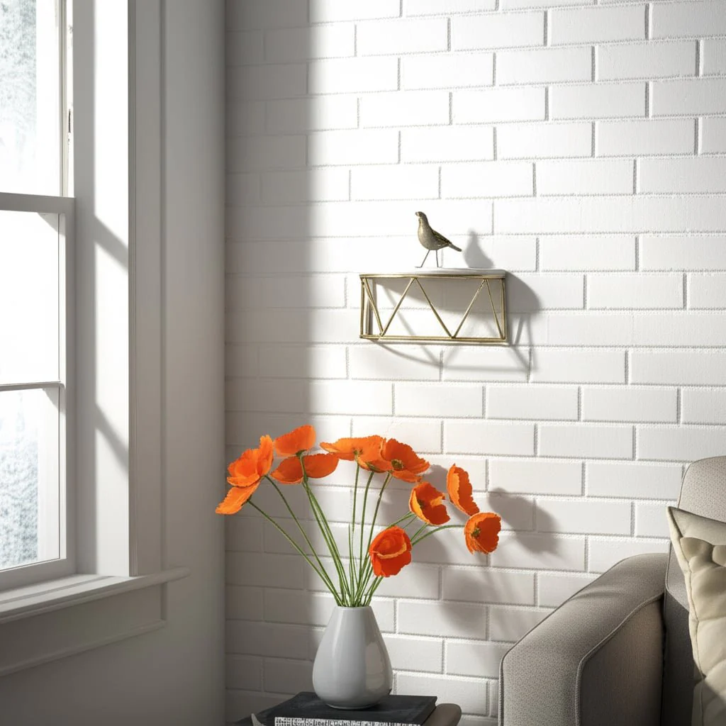 Wood / Metal 12" L Demilune Wall Shelf, White - Image 11