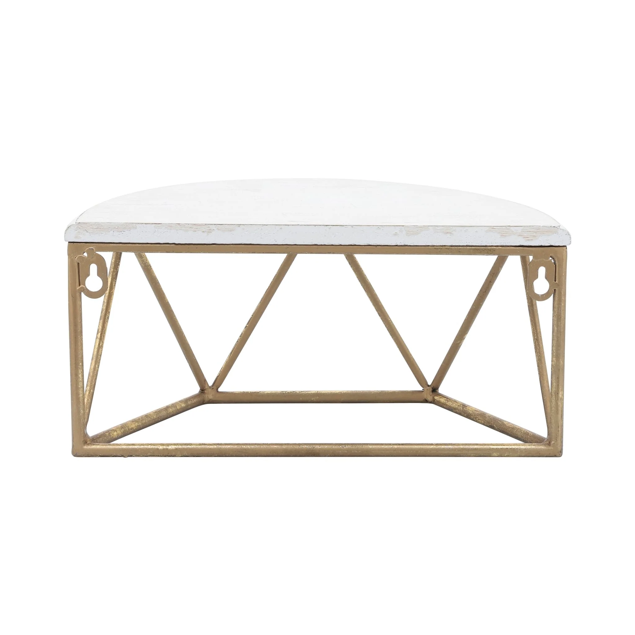 Wood / Metal 12" L Demilune Wall Shelf, White - Image 4