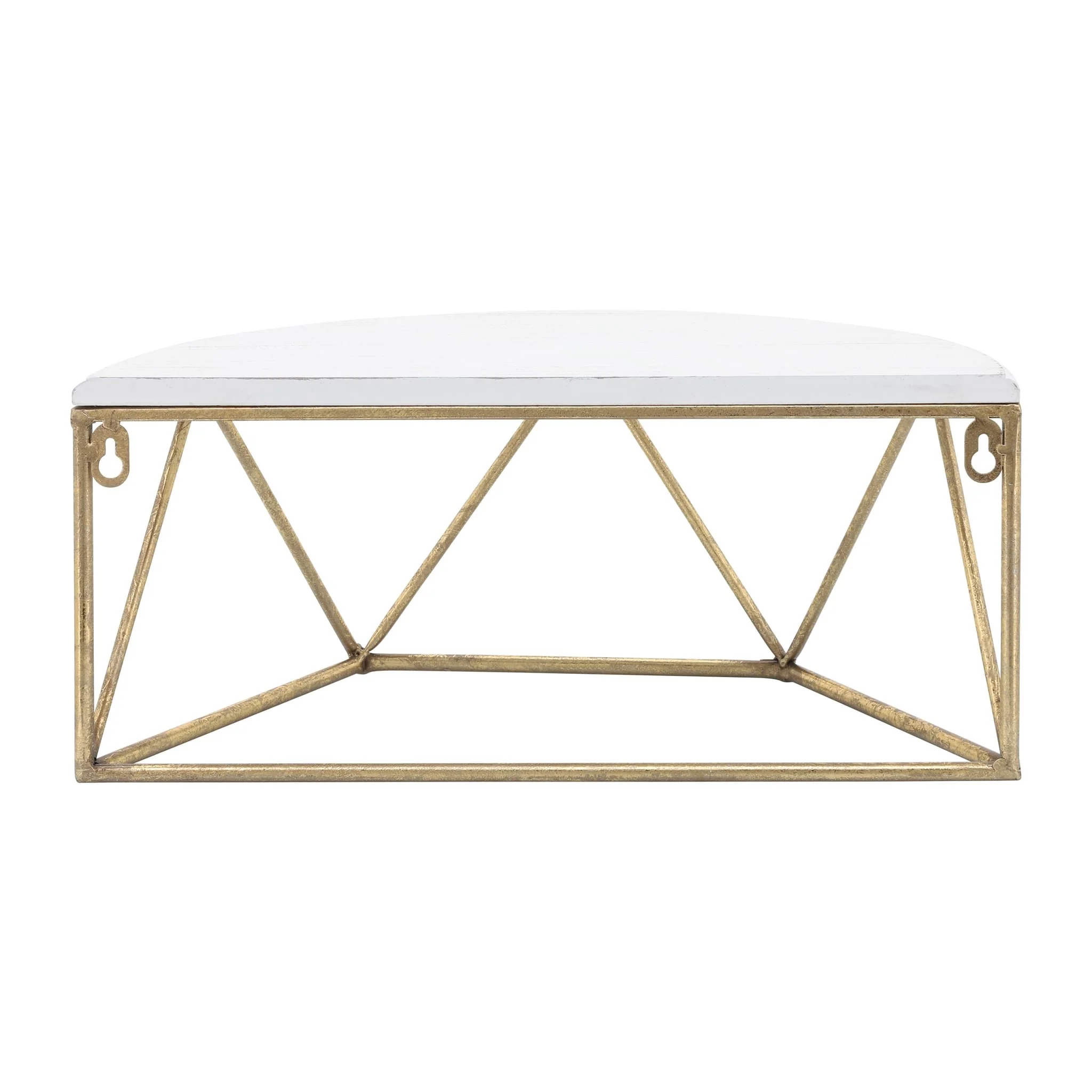 Wood / Metal 16" L Demilune Wall Shelf, White - Image 4