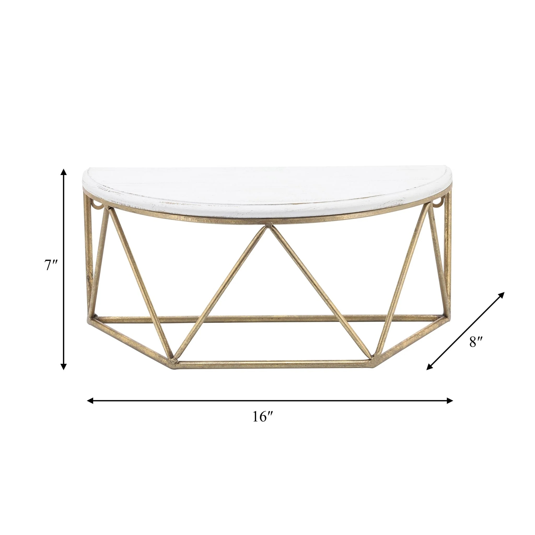 Wood / Metal 16" L Demilune Wall Shelf, White - Image 8