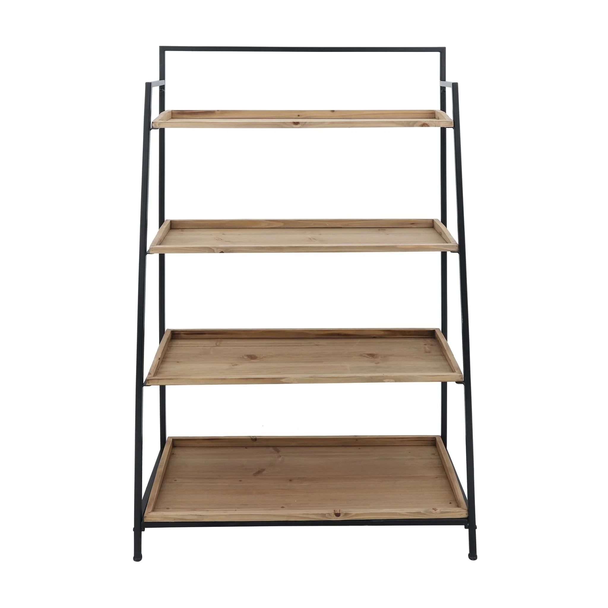 Wood/metal, 52"h Folding 4-layered Shelf, Brwn/blk - Image 2