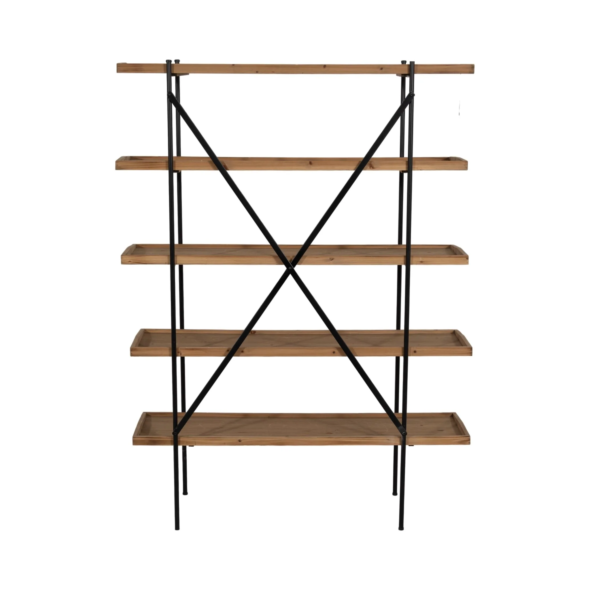Wood/metal, 65"h 5-layered Shelf, Brown/black Kd - Image 4