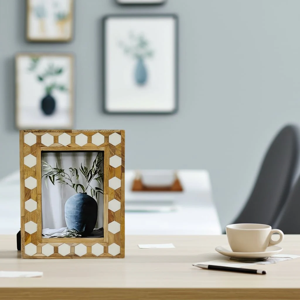 Wood/resin,5x7 Hexagon Frame, White - Image 12
