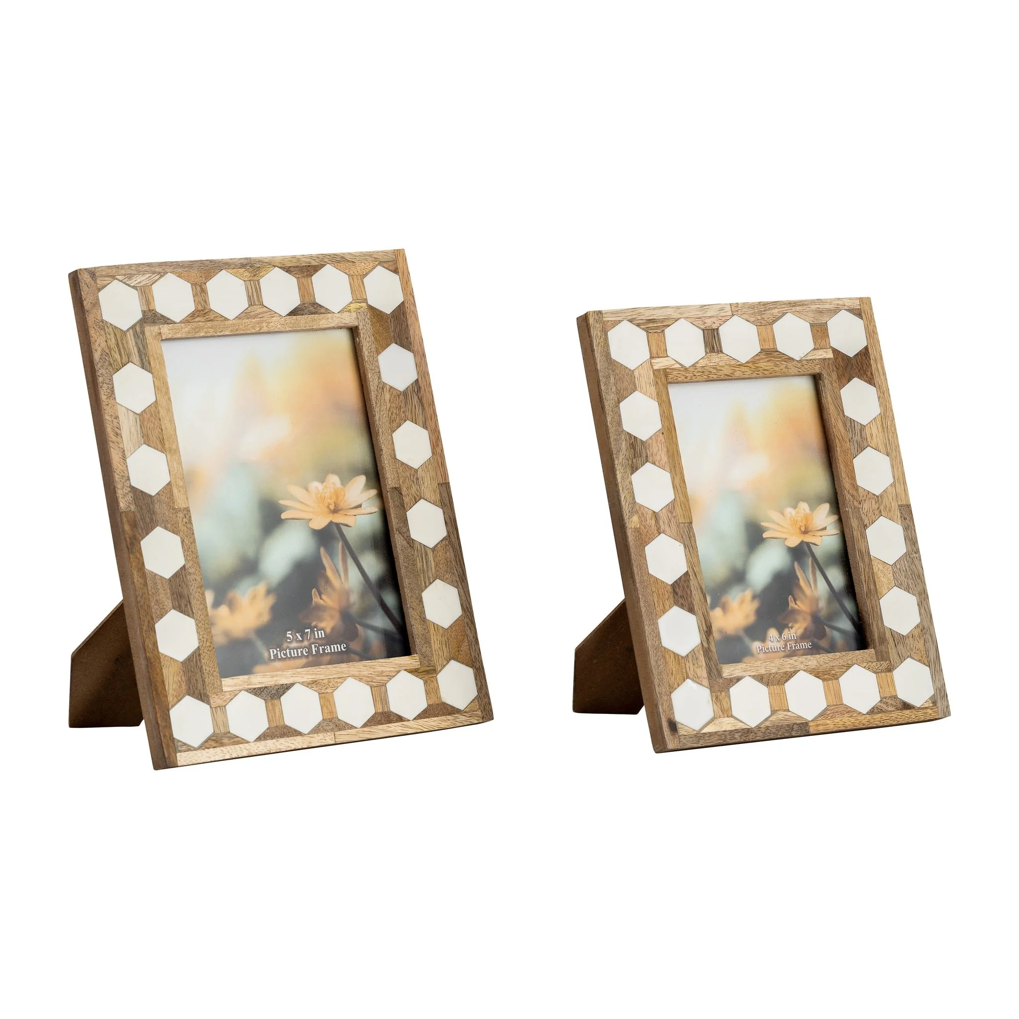 Wood/resin,5x7 Hexagon Frame, White - Image 6