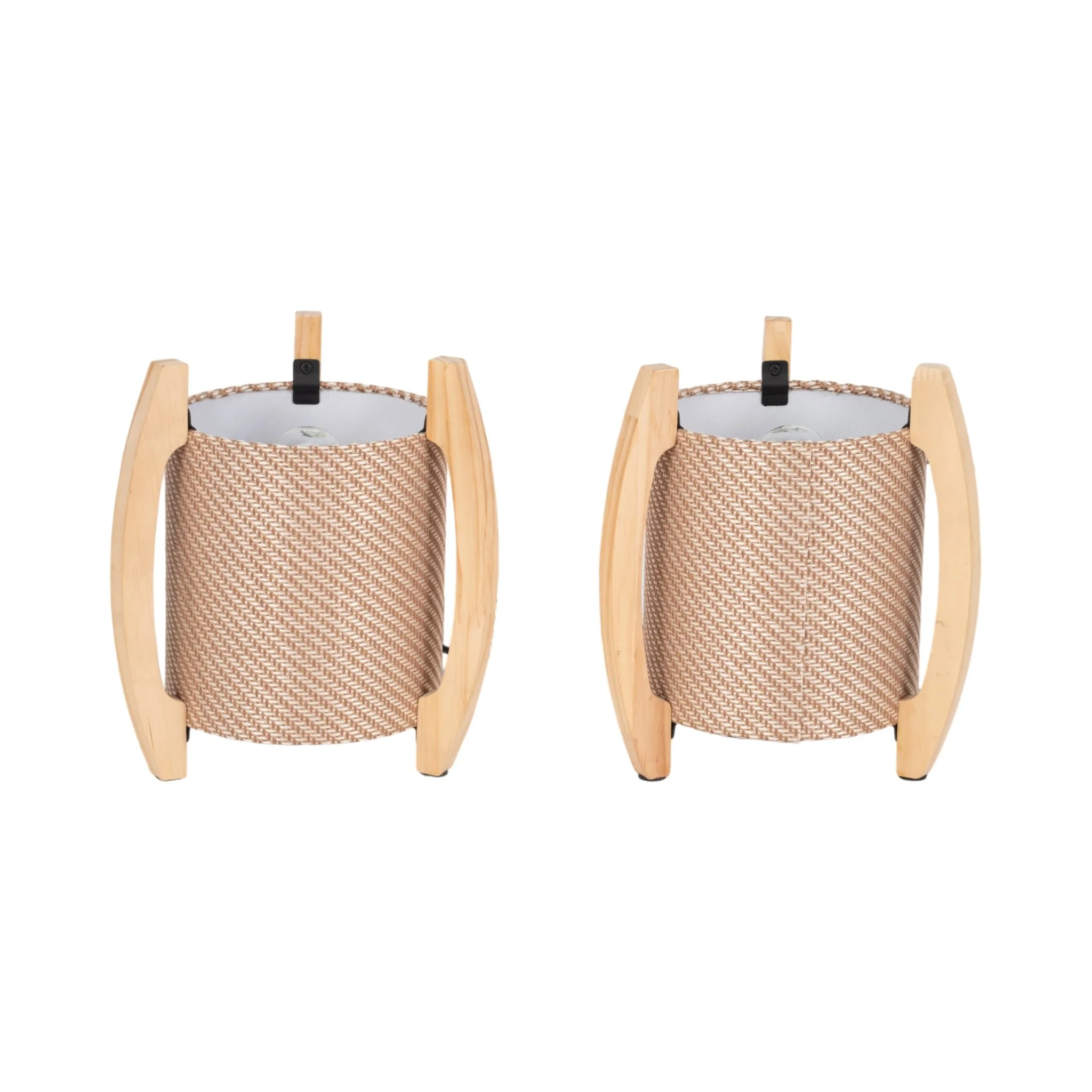 Wood,s/2,11"h, Cylnder Tripod Tbl Lamps,kaki - Image 3