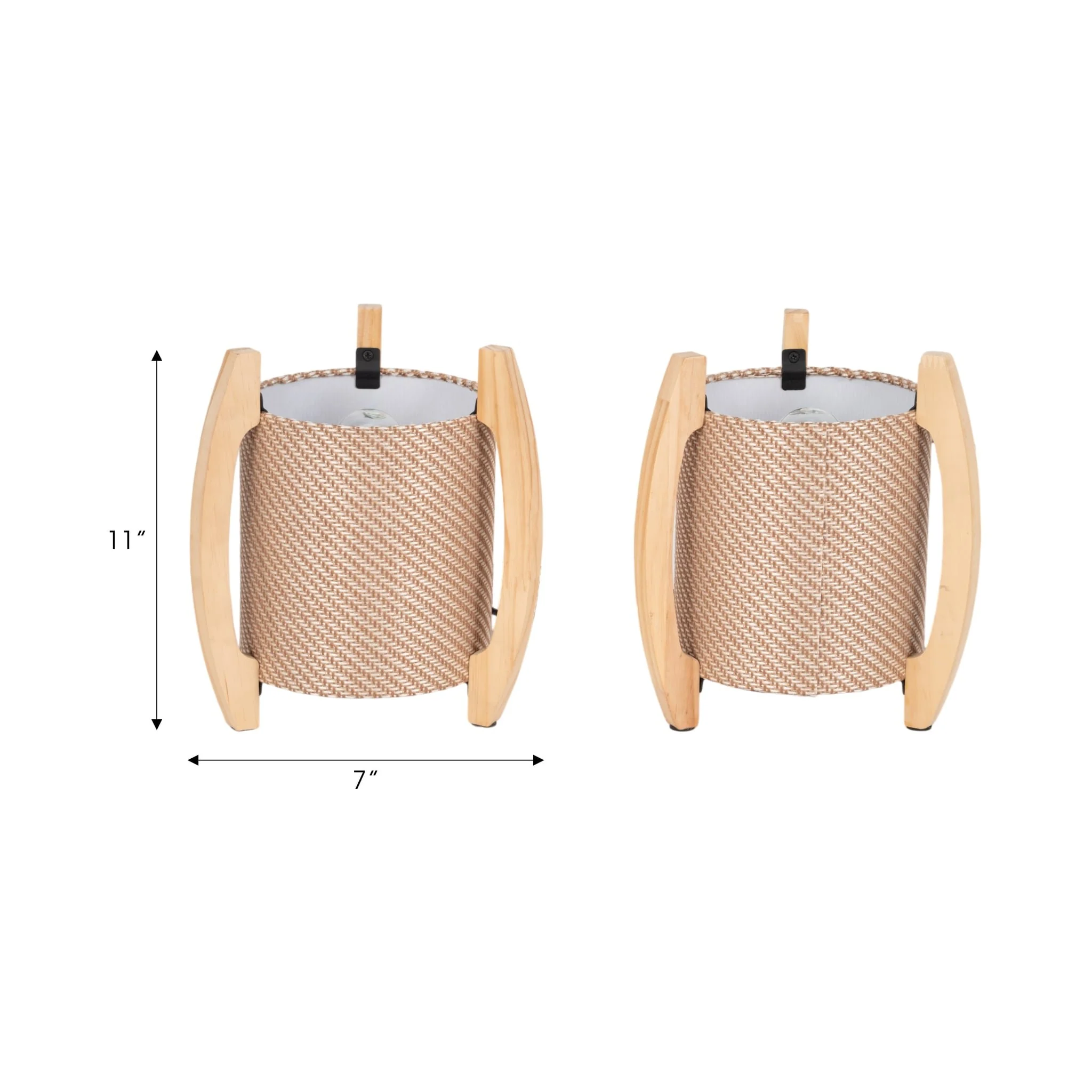 Wood,s/2,11"h, Cylnder Tripod Tbl Lamps,kaki - Image 7