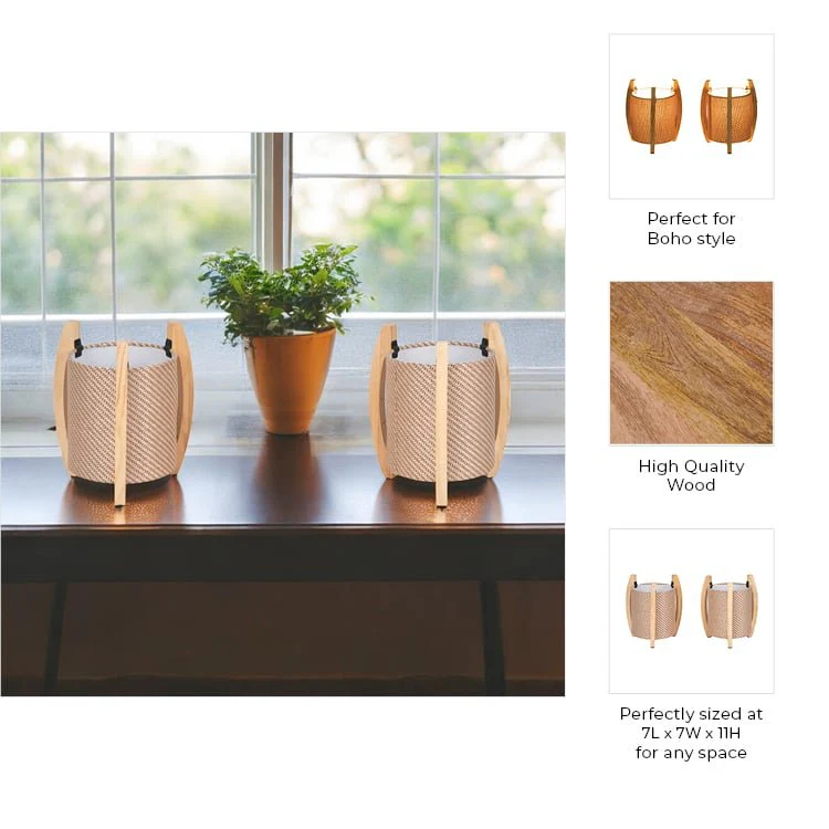 Wood,s/2,11"h, Cylnder Tripod Tbl Lamps,kaki - Image 8