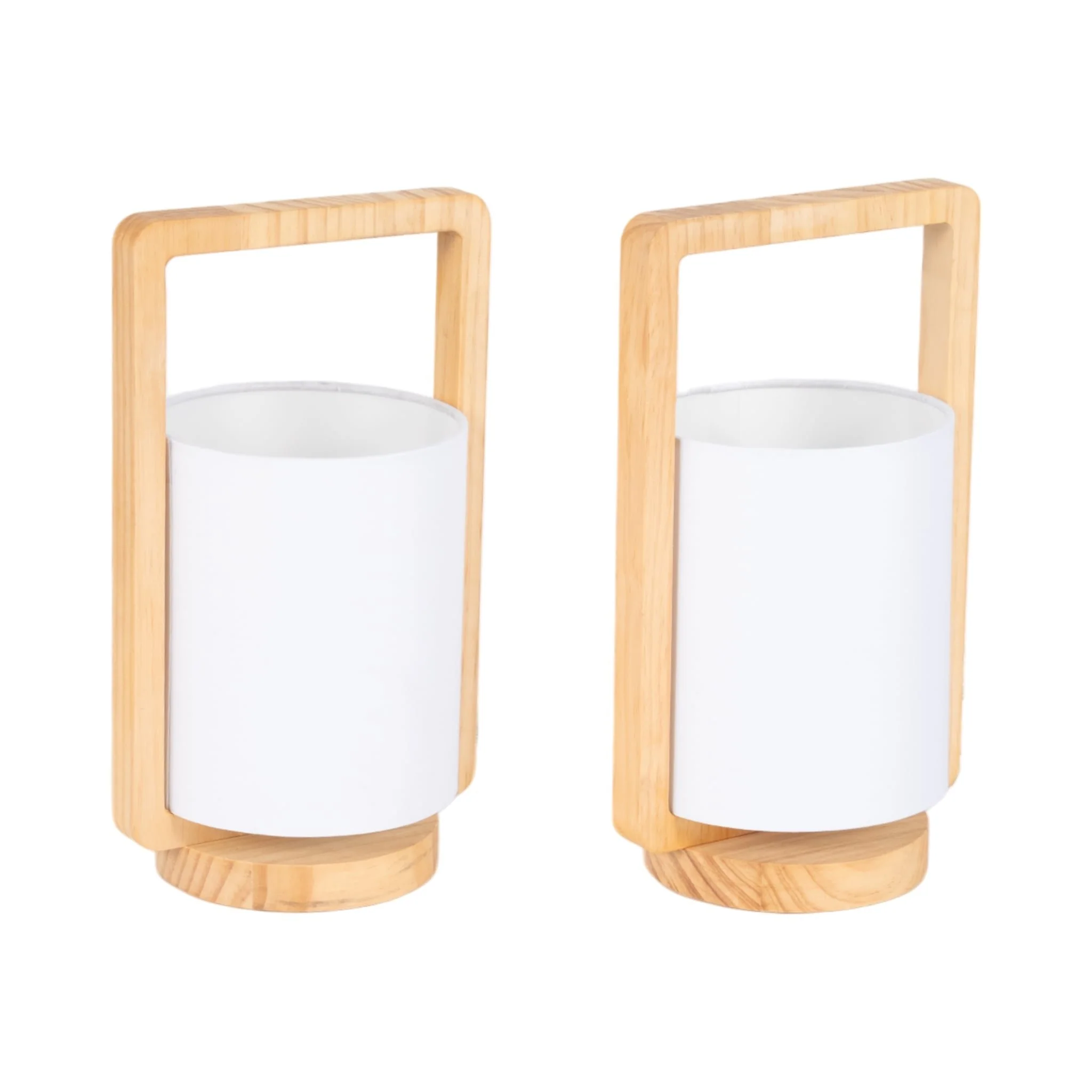 Wood,s/2,11"h, Cylndr Tbl Lmps,nature Wood/wht - Image 3
