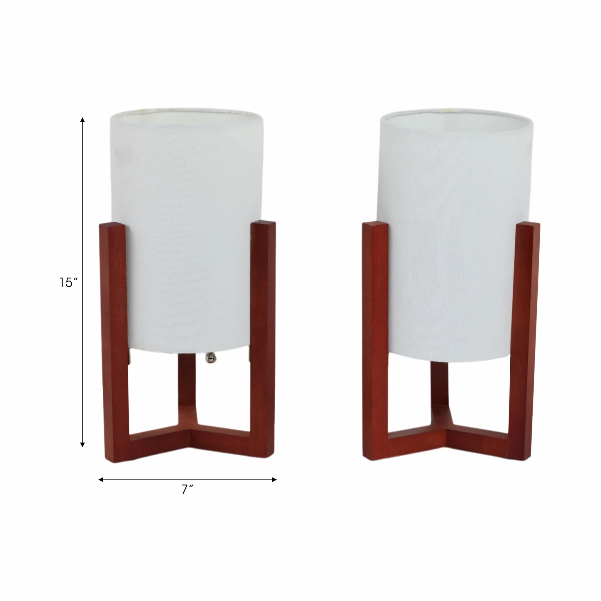 Wood,s/2,15"h,cylnder Tripod Tbl Lamps,cherry/wht - Image 6